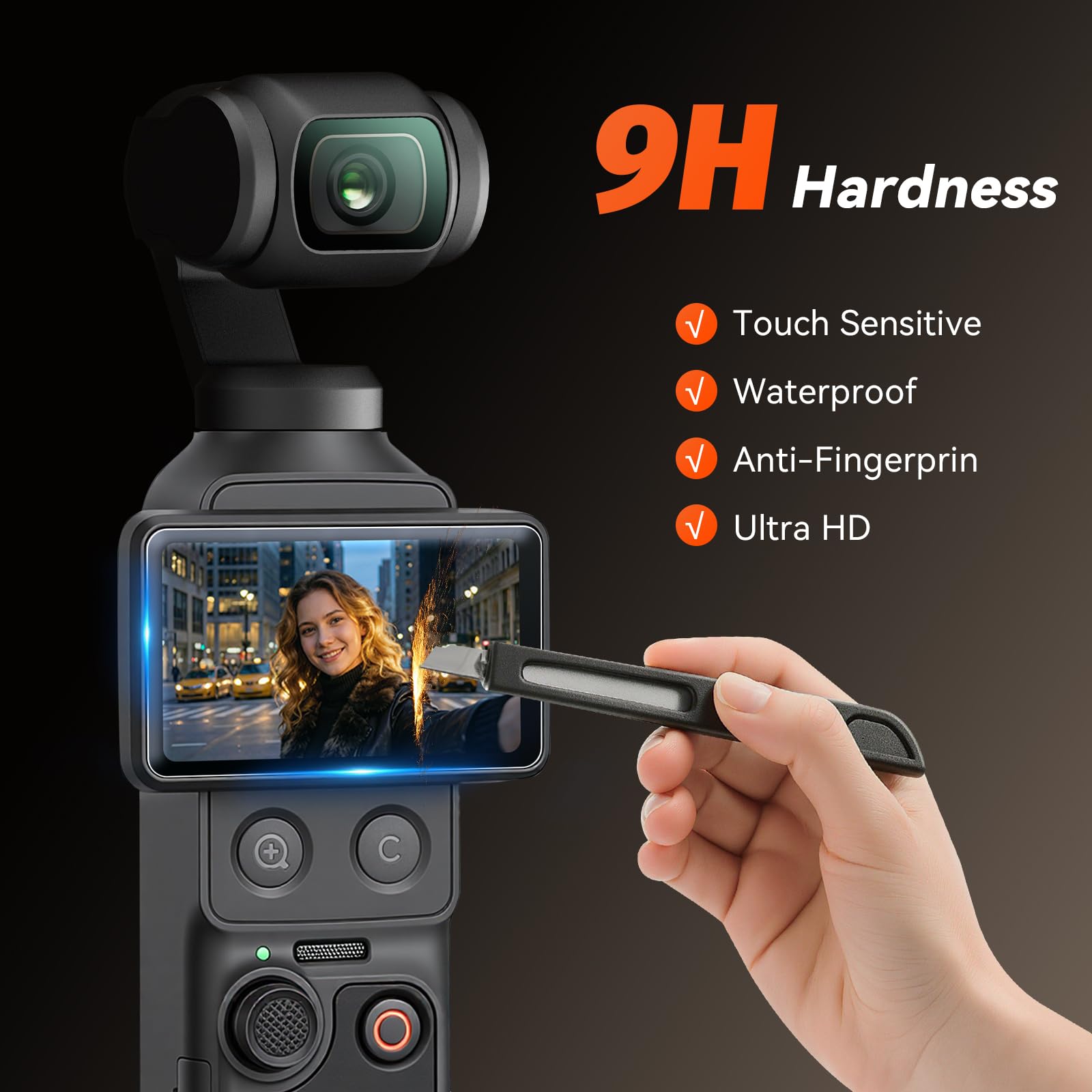 AMAZEAR Custodia Silicone per DJI OSMO Pocket 4, Pocket 4 Accessori Cover Protettiva Silicone Morbido Combo con Vetro Temperato Protezione Schermo Obiettivo, Supporto Silicone, marrone