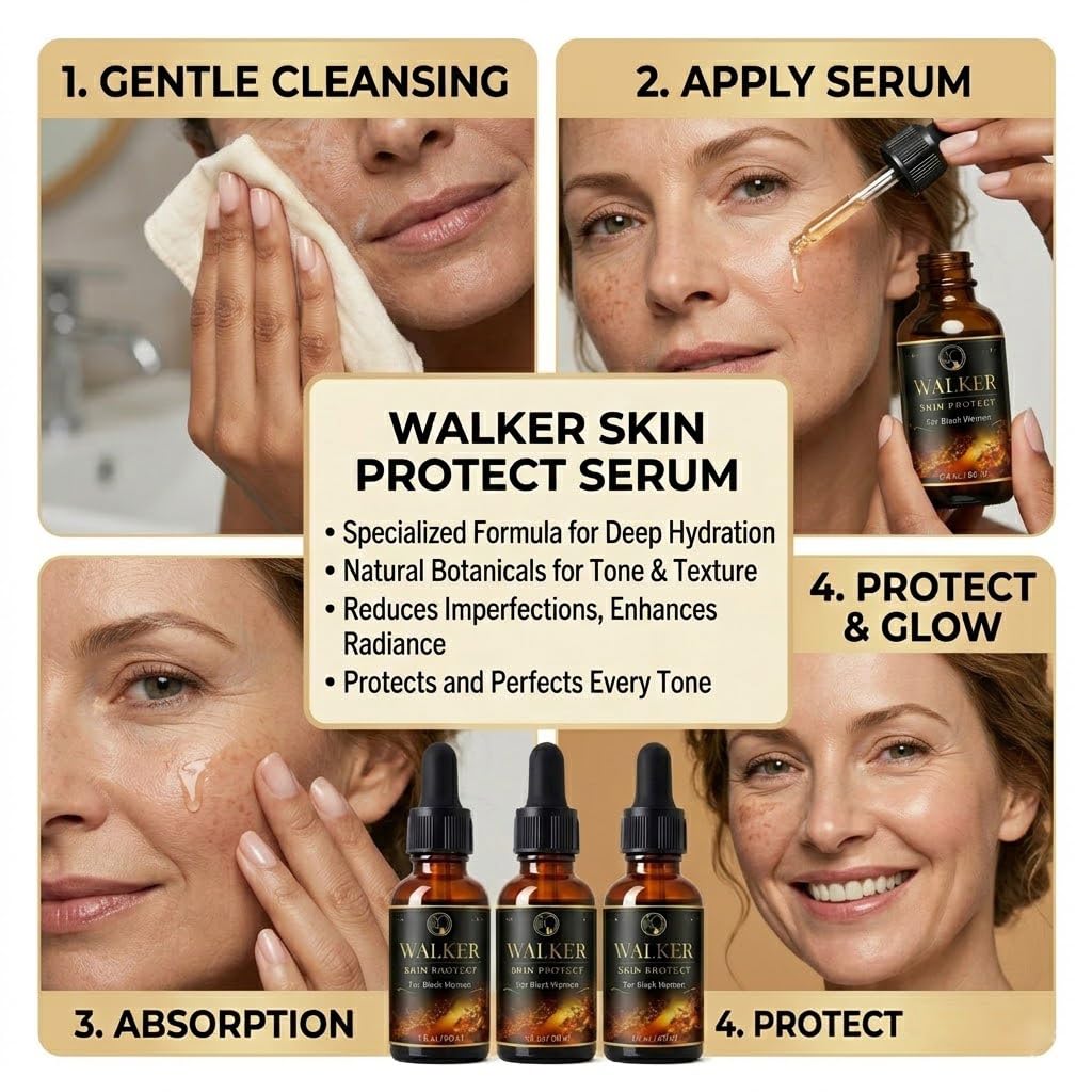 Walker Skin Protect Serum, Natural Firming Face Serum, Protector for Dark Circles & Uneven Tone, Lightweight & Non-greasy Vitality Essential Oil for Black Women
