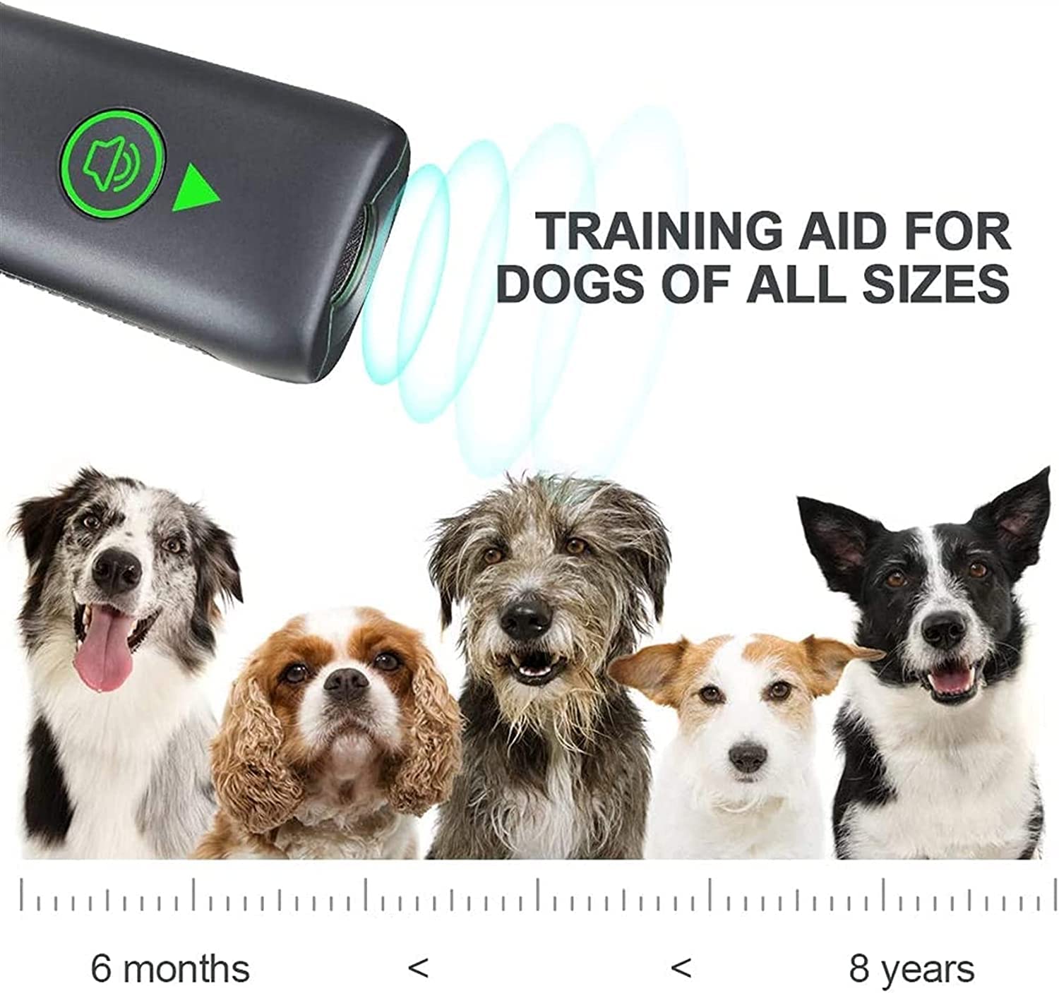 Dispositivo antiladridos, Dispositivo antiladridos ultrasónico for Perros, Entrenador de Perros Recargable y Control Efectivo de ladridos