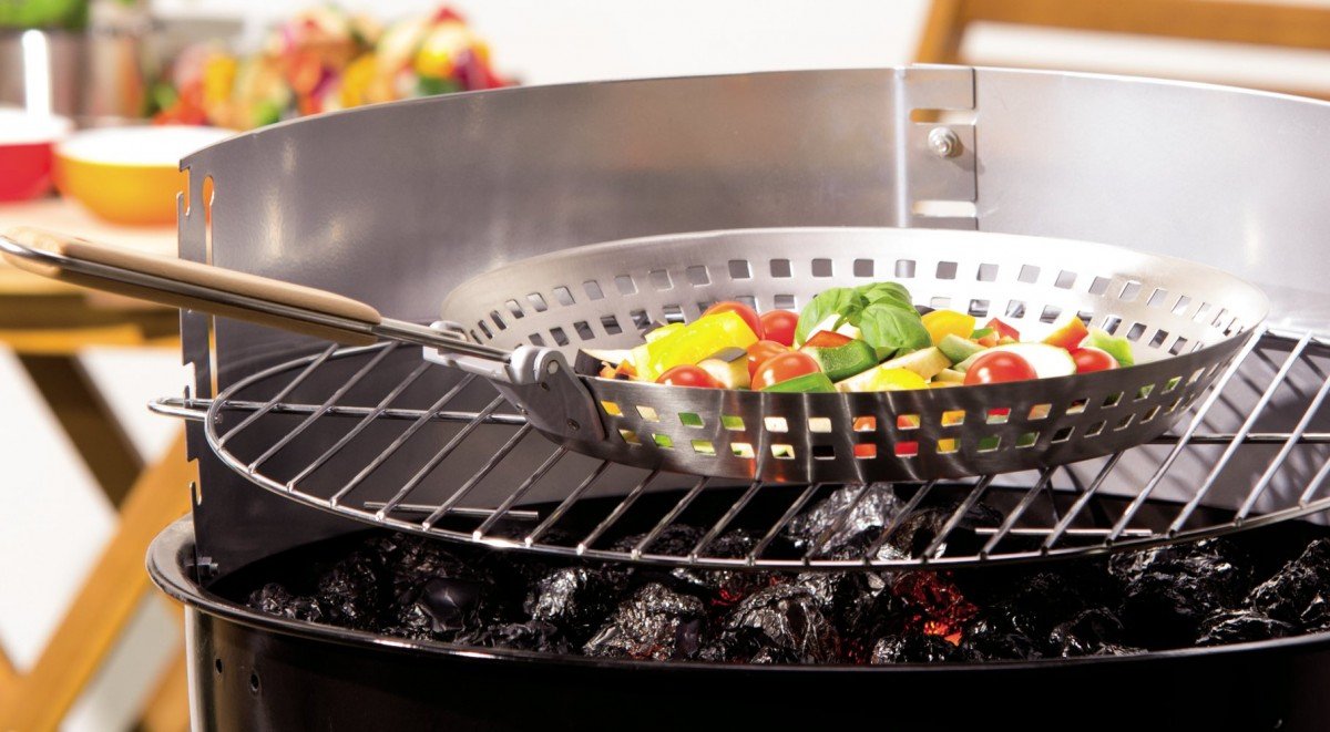 Pure Grill BBQ Gemüse Grillkorb - Edelstahl Grill Wok 30x34cm