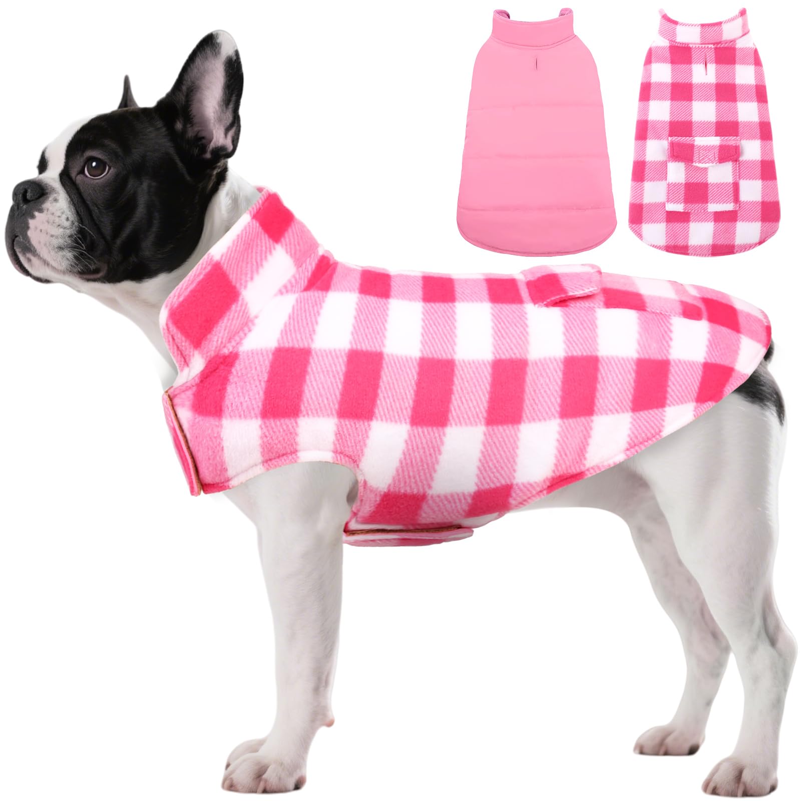 ASENKU Cappotto Cane Impermeabili Invernale, Cappottino Cane Reversibile Antivento Freddo, Calda Giacca per Cani Taglia Piccola S, Gilet per Cani con Fodera in Lana Protegge Dal Freddo