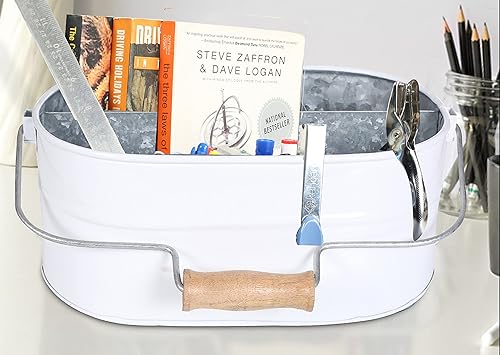 Miniatura 8 de Goroly Home Organizador de utensilios galvanizado con mango de madera para encimera de cocina, organizador de cubiertos para cubiertos, condimentos,