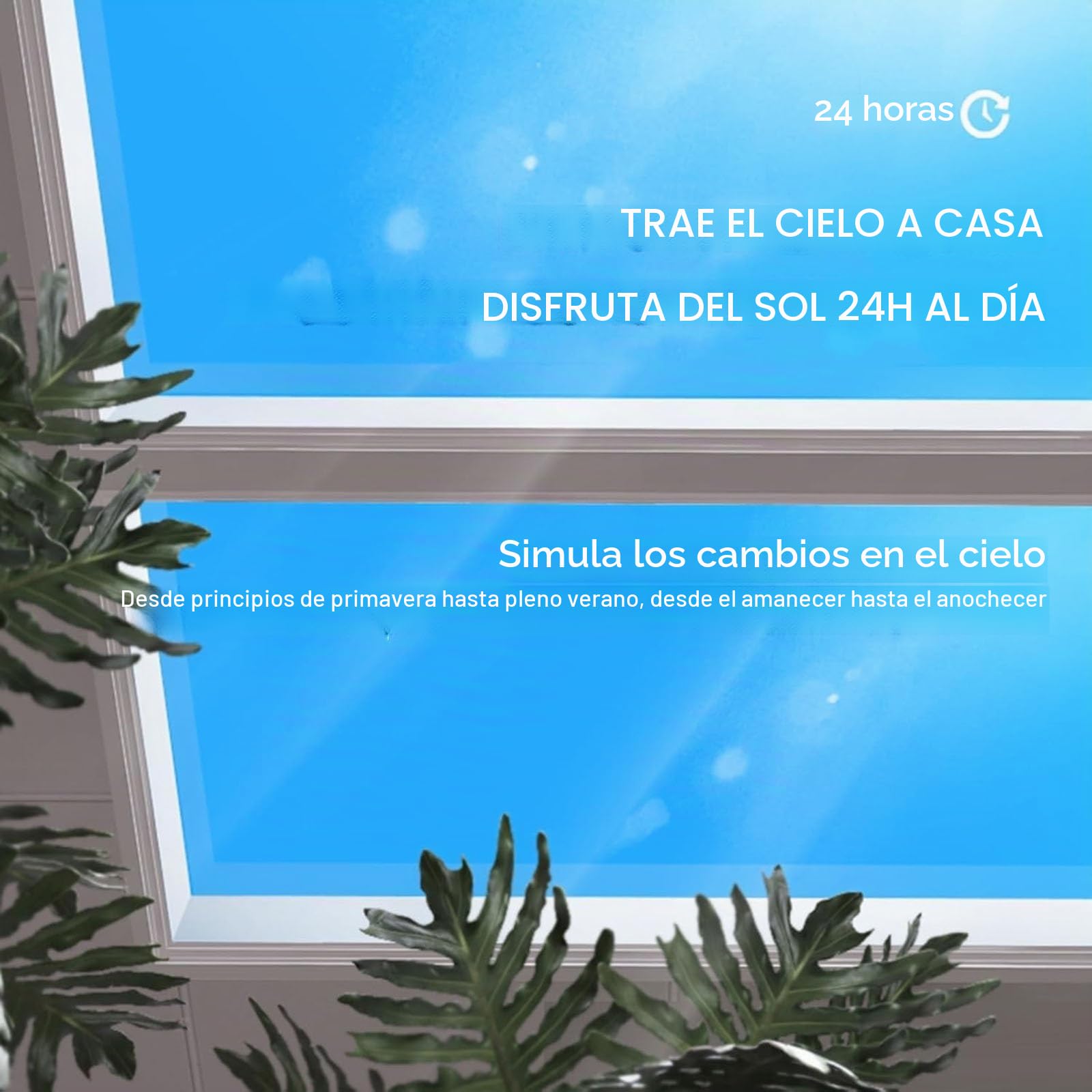Luz De Ventana Artificial Para El Hogar, Tragaluz De Techo Inteligente Regulable, Lámpara De Luz Solar Natural Para Cocina Y Dormitorio, Panel De Cielo Azul Con Control Remoto, Iluminación