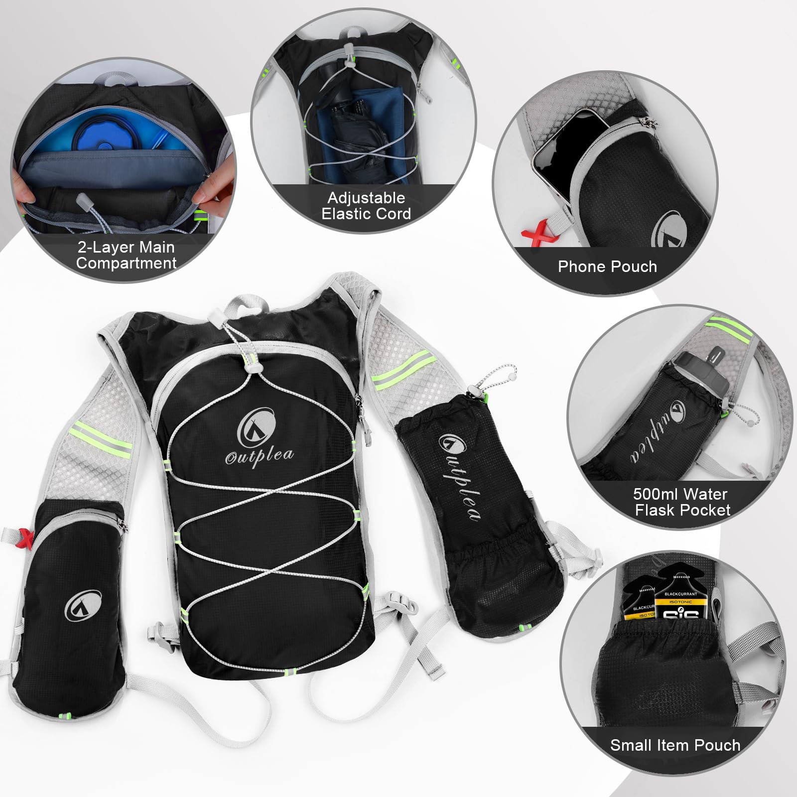 Sac Hydratation Outplea 2L - Gilet Running Trail - Ultraléger 140g