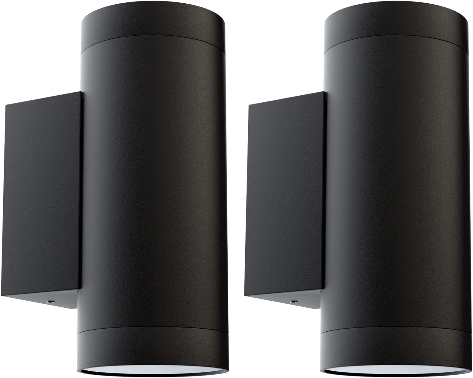 Klighten 2 pcs Black Outdoor Wall Light IP65 Up Down Outside Wall Lighting Modern Aluminum Wall Lamp for Garden Entrance Corridor Courtyard, Socket GU10, Bulb not Included