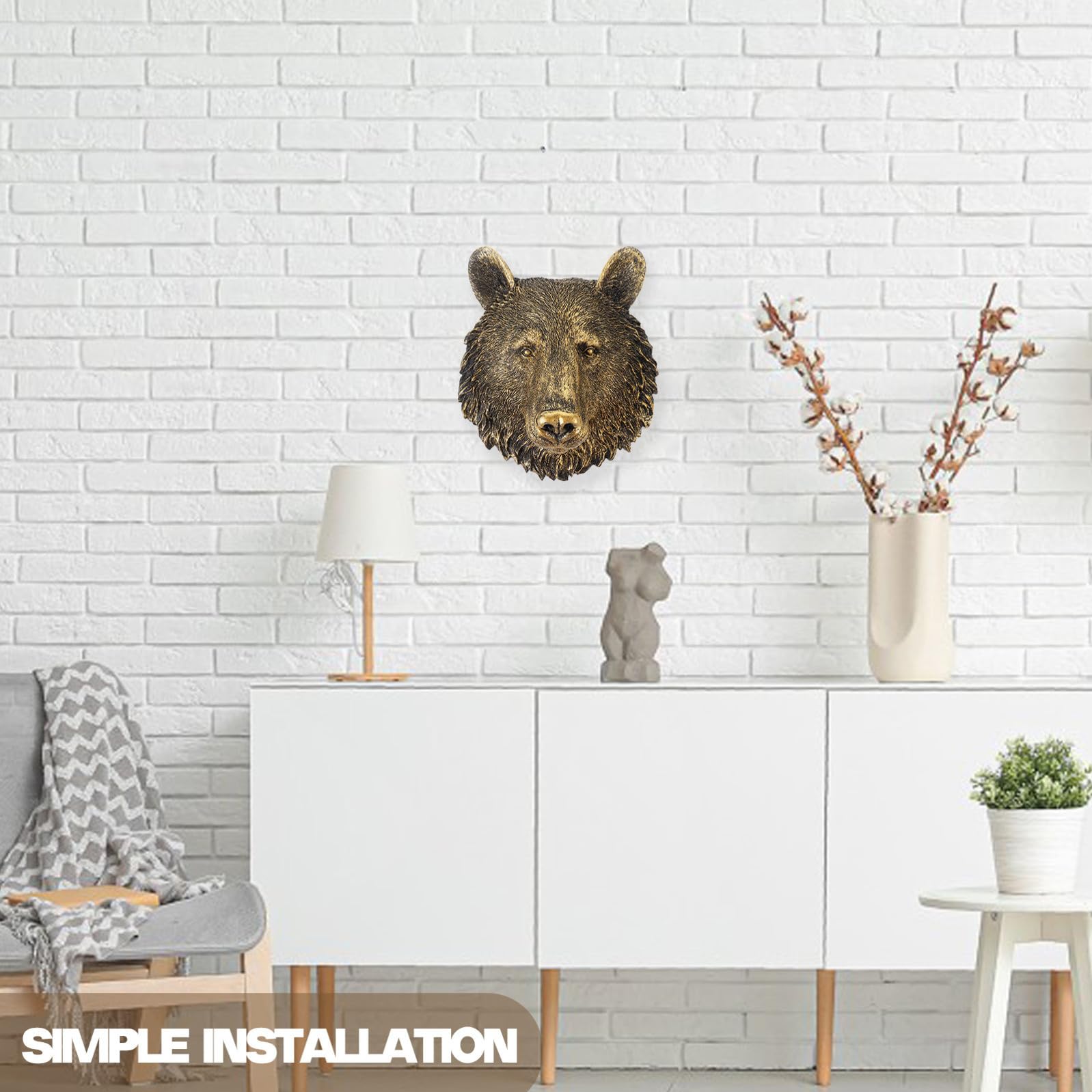 Artibetter Testa Orso da Parete in Resina Decorazione Muro Realistica