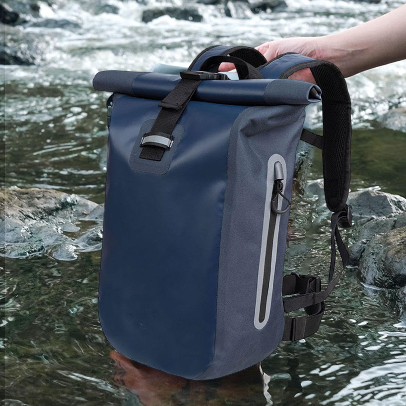 Sac à Dos étanche Enroulable de 20 L, Pochette Résistante Aux Déchirures, Sac de Rangement pour Kayak, Rafting, Pêche, Ski, Voile