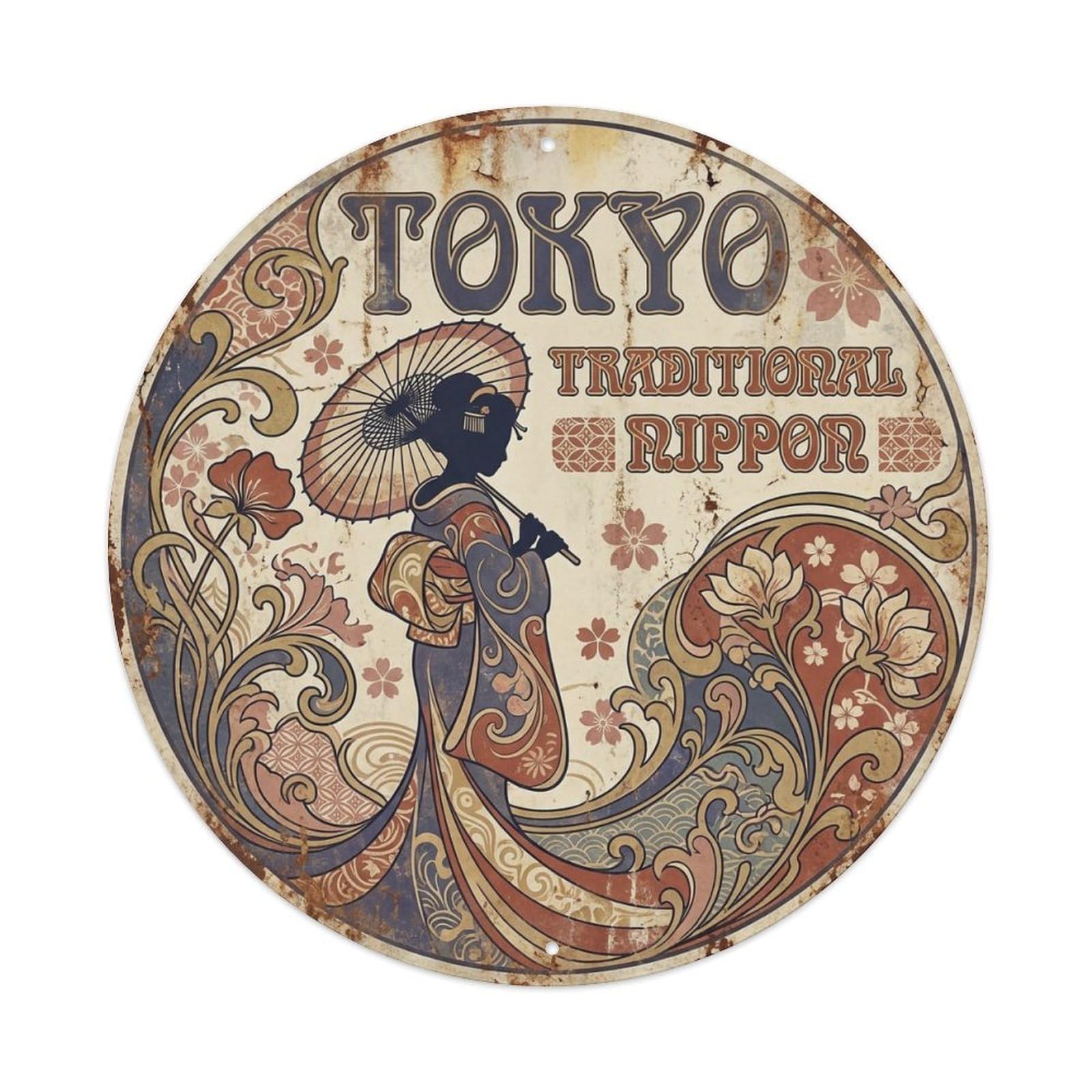 Vintage Travel Tokyo Japan Traditional Vintage Metal Tin Sign Plaque Wall Decor for Cafe, Club Bar, Office, Garden Metal Poster 8x8Inch