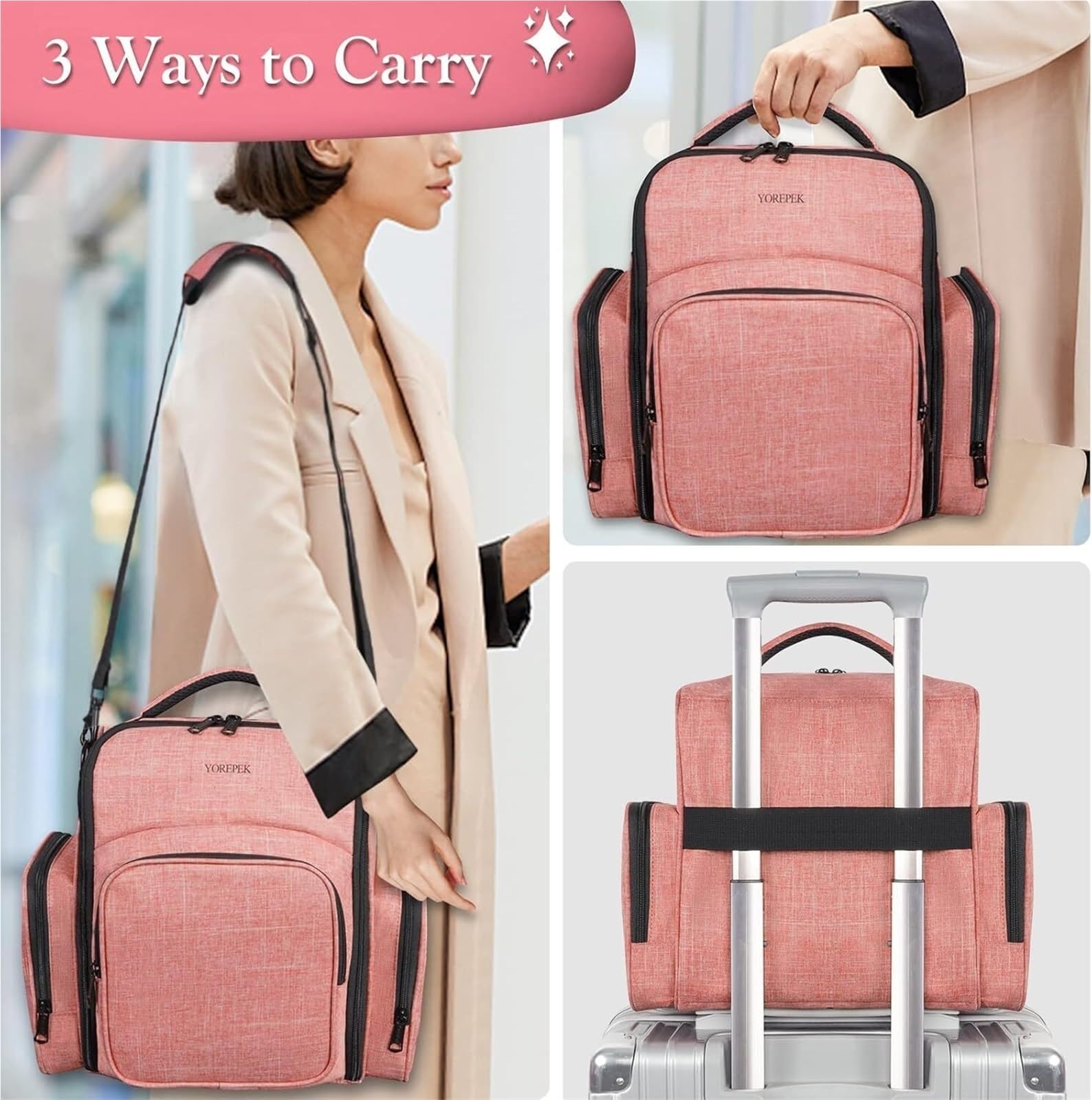 Lakiery Paznokci Organizer Na Lakiery Do Paznokci, Mieści 72 Butelki, Etui Z 3 Wyjmowanymi Kieszeniami Organizer Zaopatrzenie(Pink)