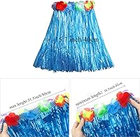 Vista 5 de Fighting to Achieve Girl's Elastic Hawaiian Hula Dancer Grass Skirt with Flower Costume