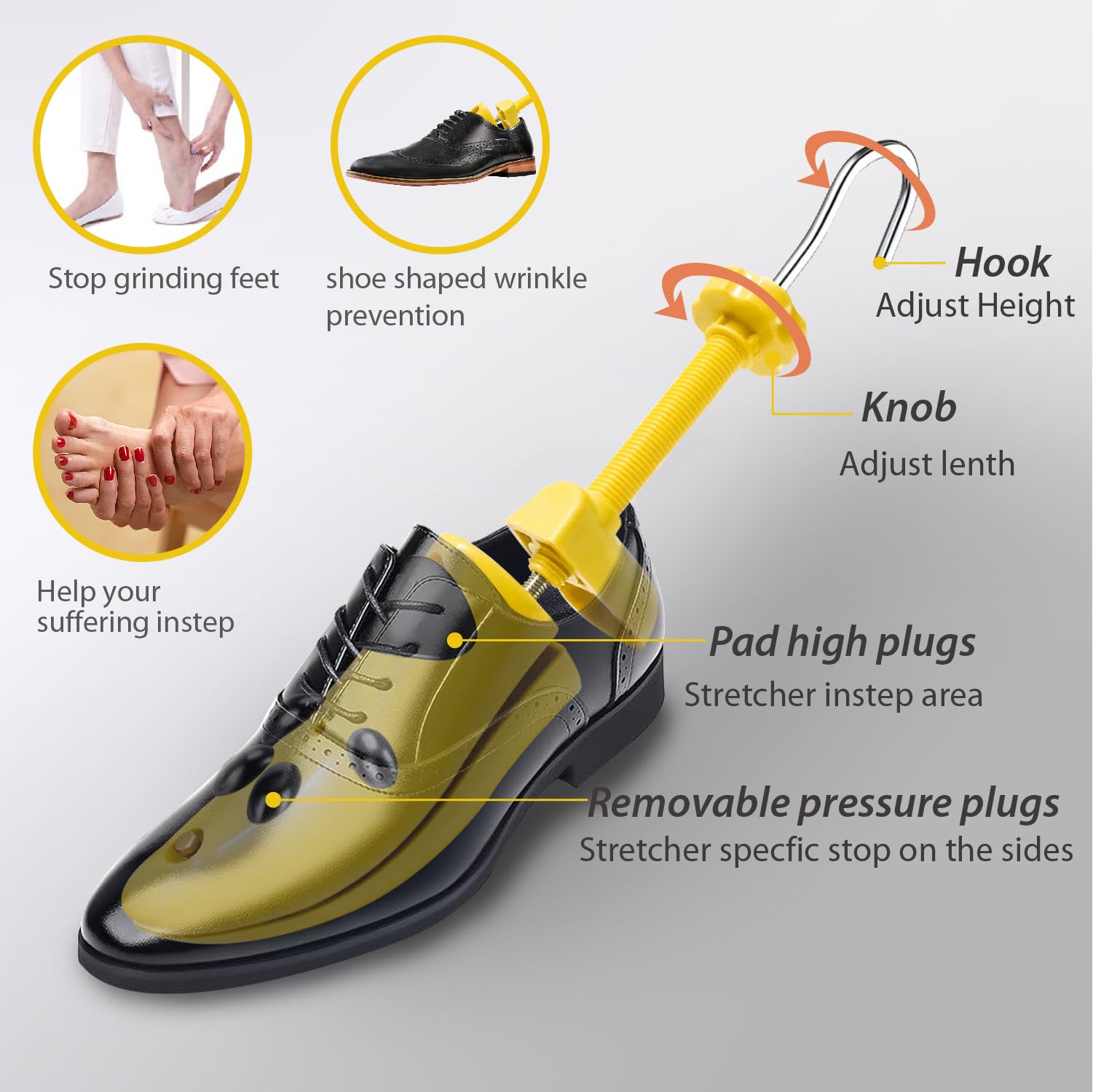 Barella per scarpe (1 unità) - Espande le scarpe Altezza (collo del piede) e lunghezza delle scarpe strette per Donna/Uomo/Tacco alto
