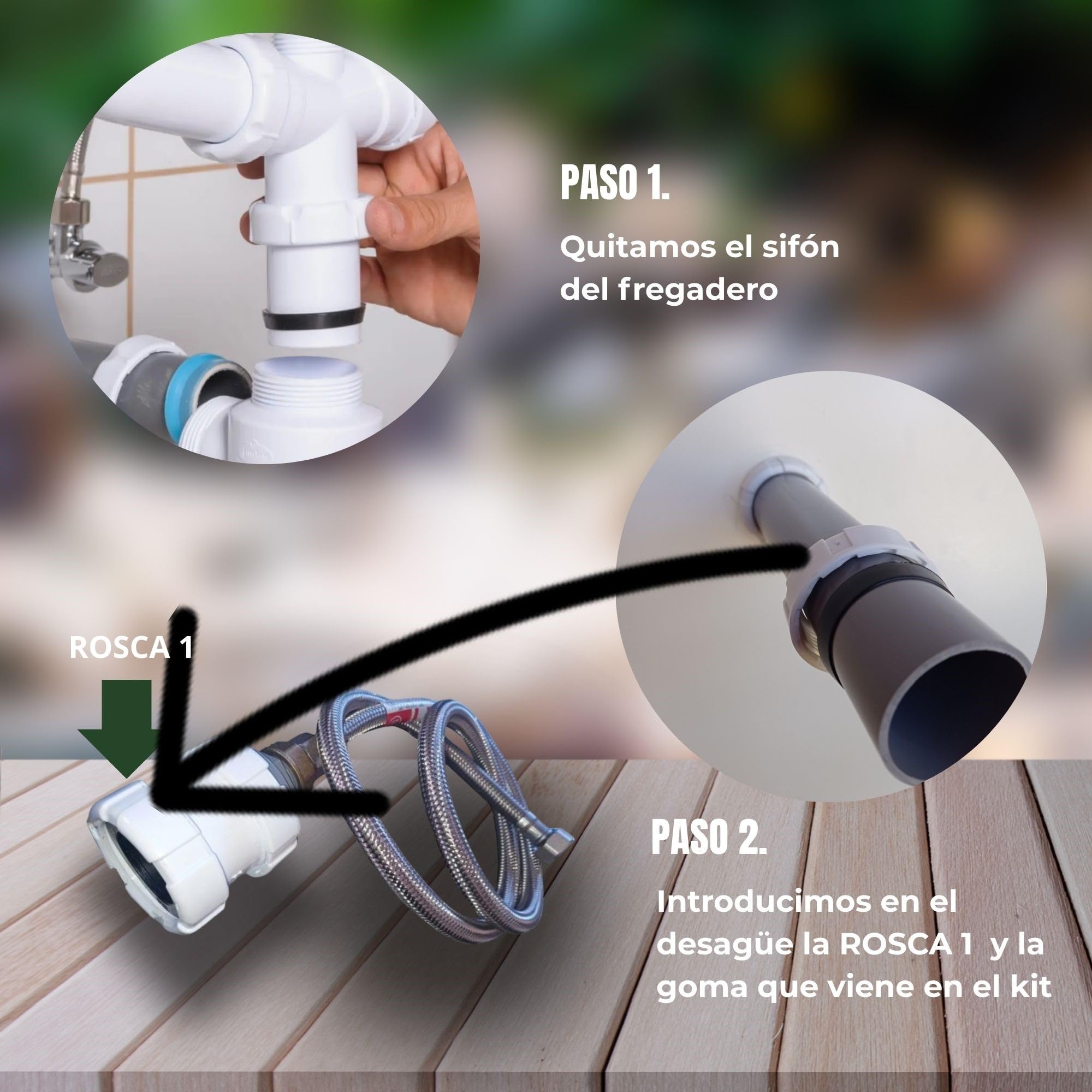 Desatascador Tuberías - Desatascador a Presión – Desatascador de Fregadero Profesional sin Químicos – Limpia Atascos con Presión de Agua – SOLO Tuberías de 32 mm y 40 mm - (Ver video funcionamiento)