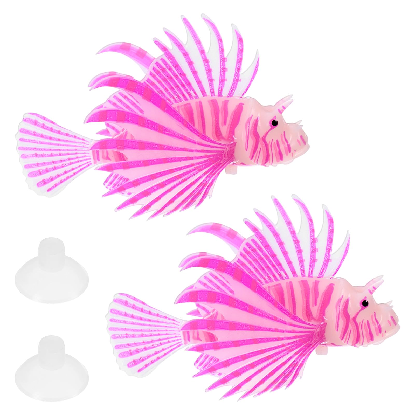 M METERXITY 2-Pack Artificial Glowing Lion Fish 4.53"x2.95", Purple
