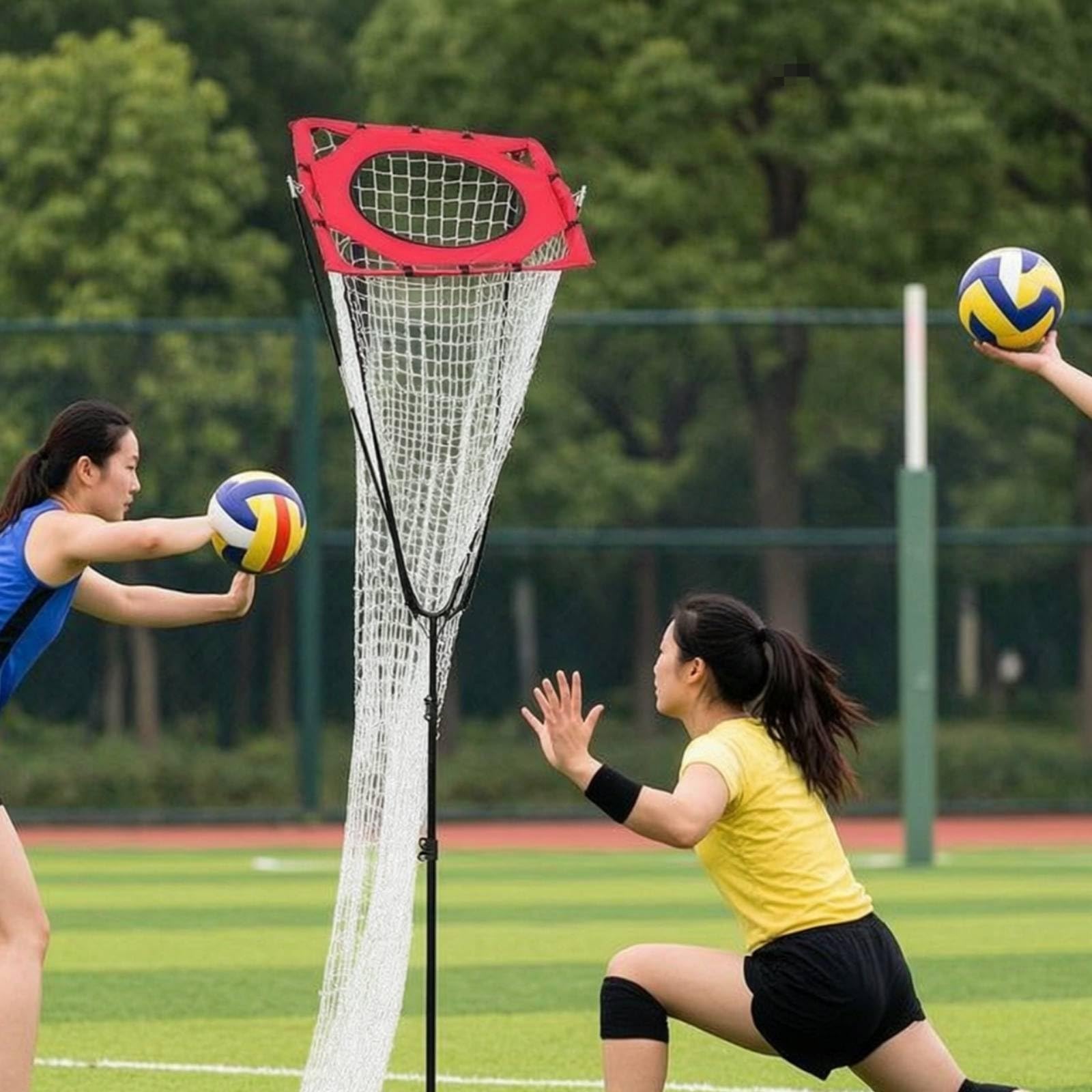 Volleyball-Zielnetz mit Ständer Höhenverstellbar Zuspieltrainer mit Metallrahmen Volleyballtrainernetz für Volleyballmannschaften, Color to 1
