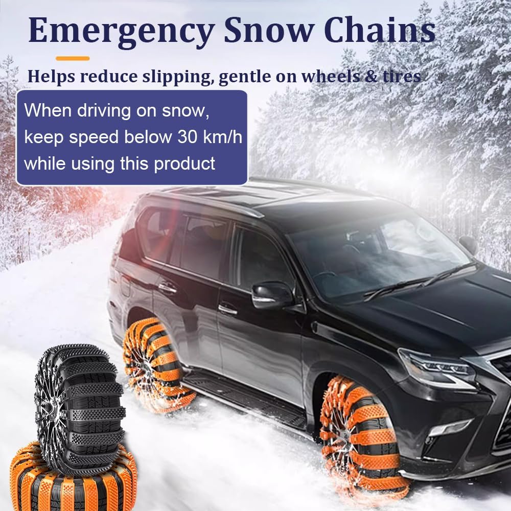 Snow Chains for Geely Xingyue/Geely Tugella, Anti-Skid Snow Tire Chains, Portable Emergency Winter Tire Traction Chain, Reusable Tire-Chains, Easy Installation Design,A black-10PCS