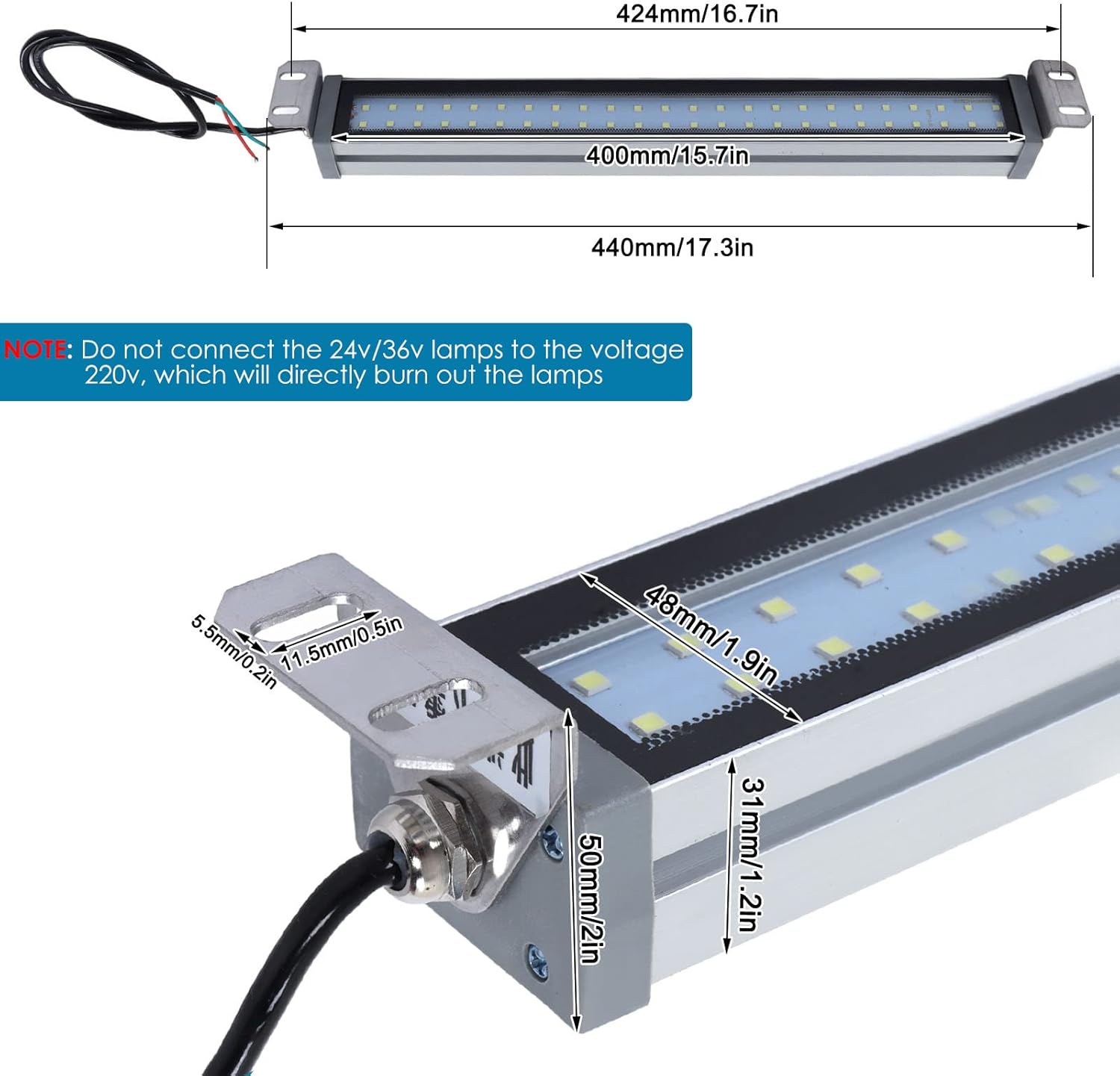 24V 12W LED Tube Light, CNC Machine Work LED Shop Lights with IP67 Explosion Proof, Aluminum Alloy Industrial Light