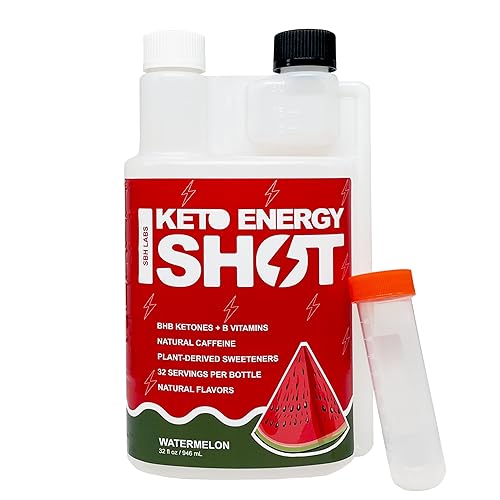Keto Energy Shot de nuCaffeine Sandía natural Cafeína de granos de café + vitaminas BHB + B Sin azúcar y calorías Nootrópico Toda la energía -