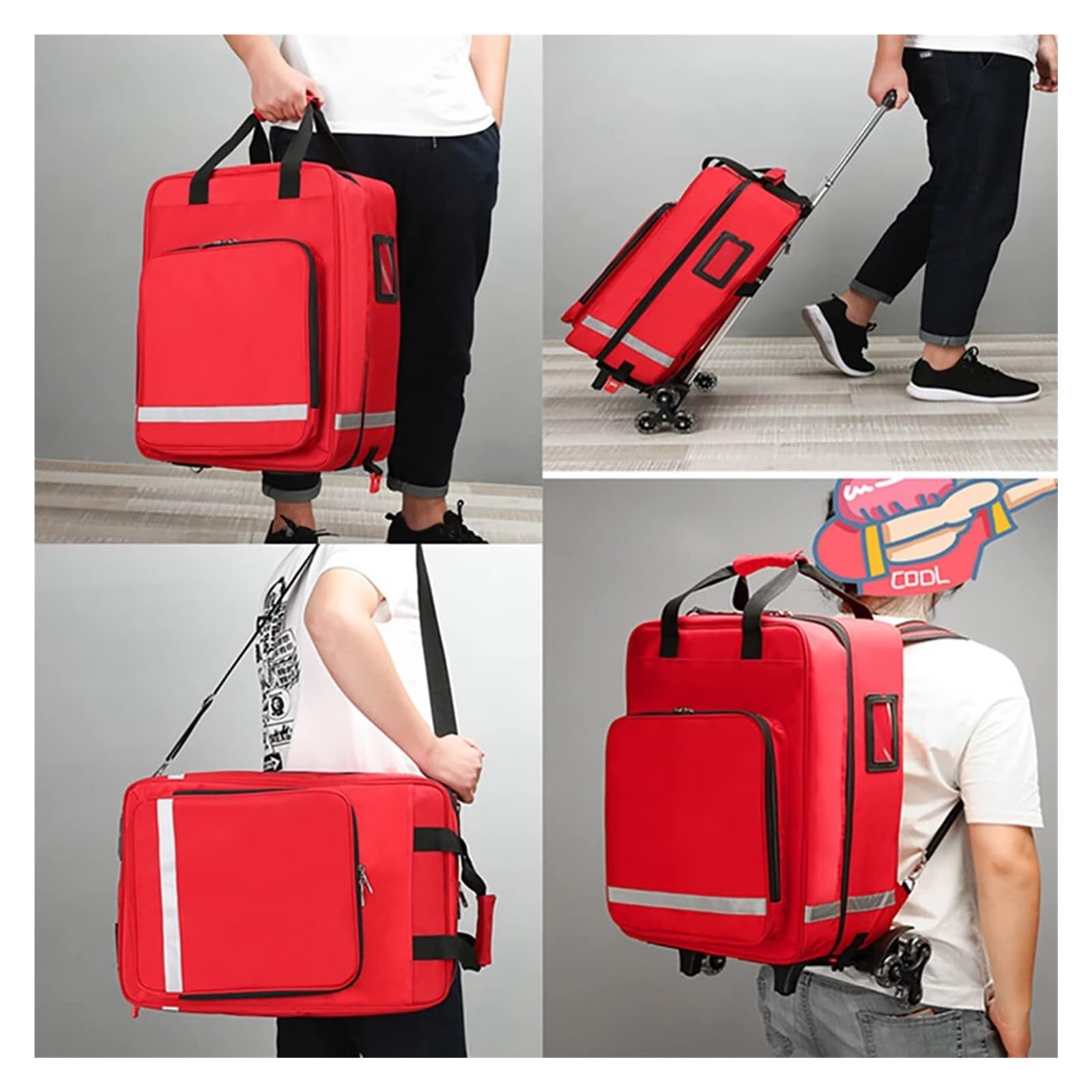 Kit di Primo Soccorso con Ruote e Maniglia Rimovibile – Organizzazione Medica per Casa, Auto, Viaggi, Escursionismo, Campeggio ed Emergenze