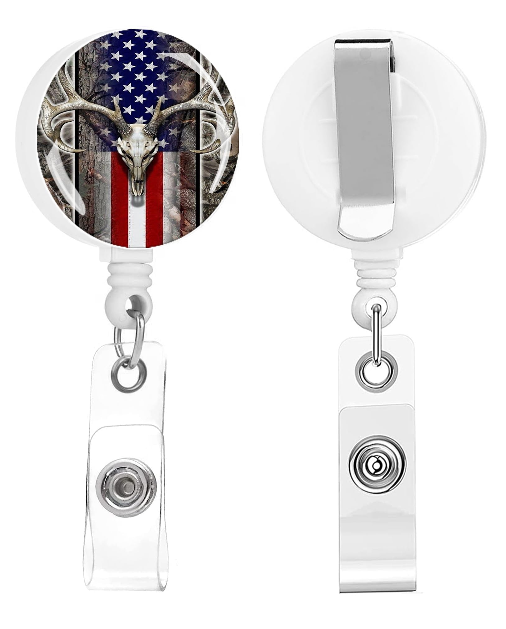 Lckgdozns Badge Reels Retractable,Id Badge Holders Retractable,Badge Clips Retractable ID Card Holder for Teacher, Student, Office Worker(Camo Deer