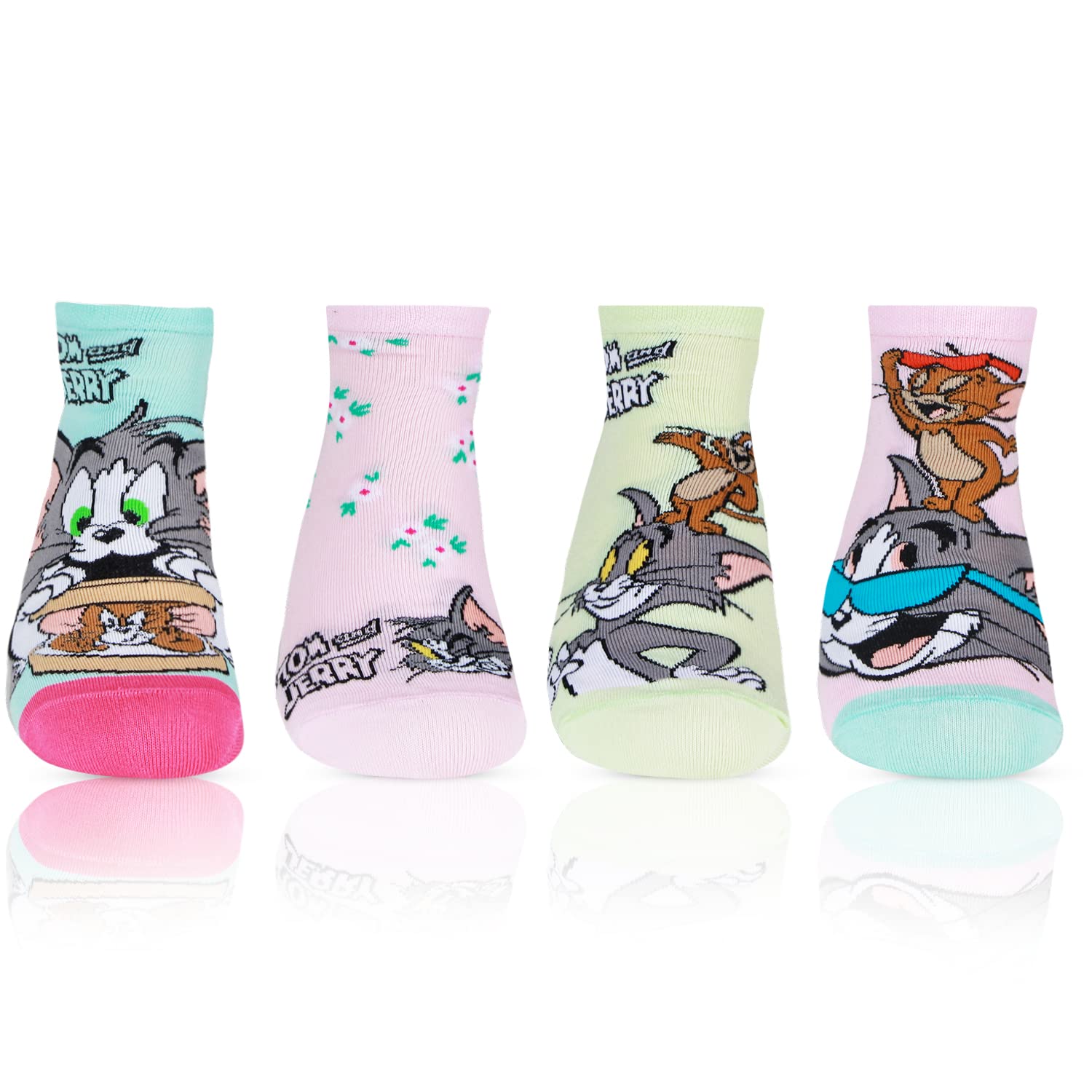Tom & Jerry Ankle Length Cotton Socks For Women - Pack Of 4-image-8