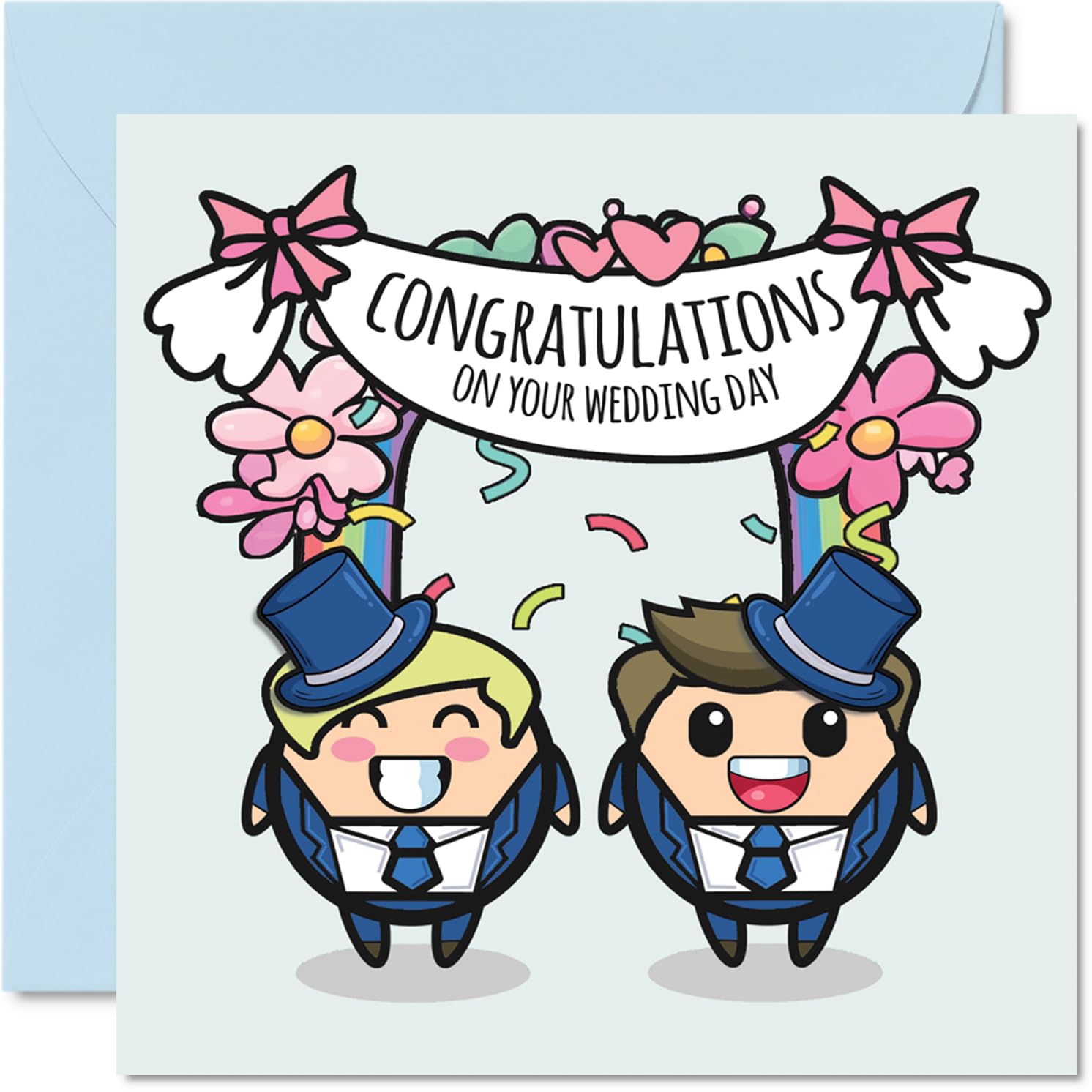LGBT Wedding Cards for Couples - Congratulations on your Wedding Day - Newlywed Gifts, Congrats Well Done Card, 145mm Greeting Cards for Marriage Fiance Fiancee