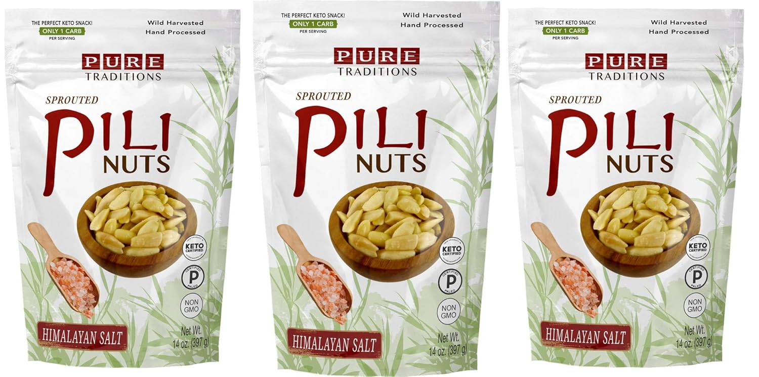 Pili Nuts, Sprouted, Certified Paleo & Keto (Himalayan Salt, 14 oz)