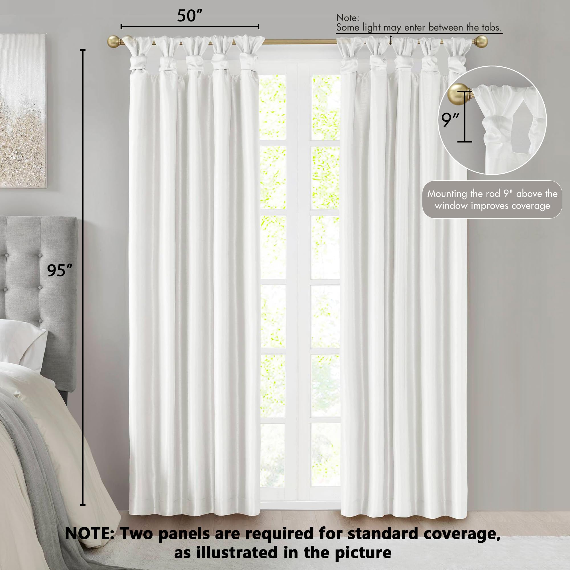 Madison Park Emilia Faux Silk Single Curtain with Privacy Lining, DIY Twist Tab Top - Image 3