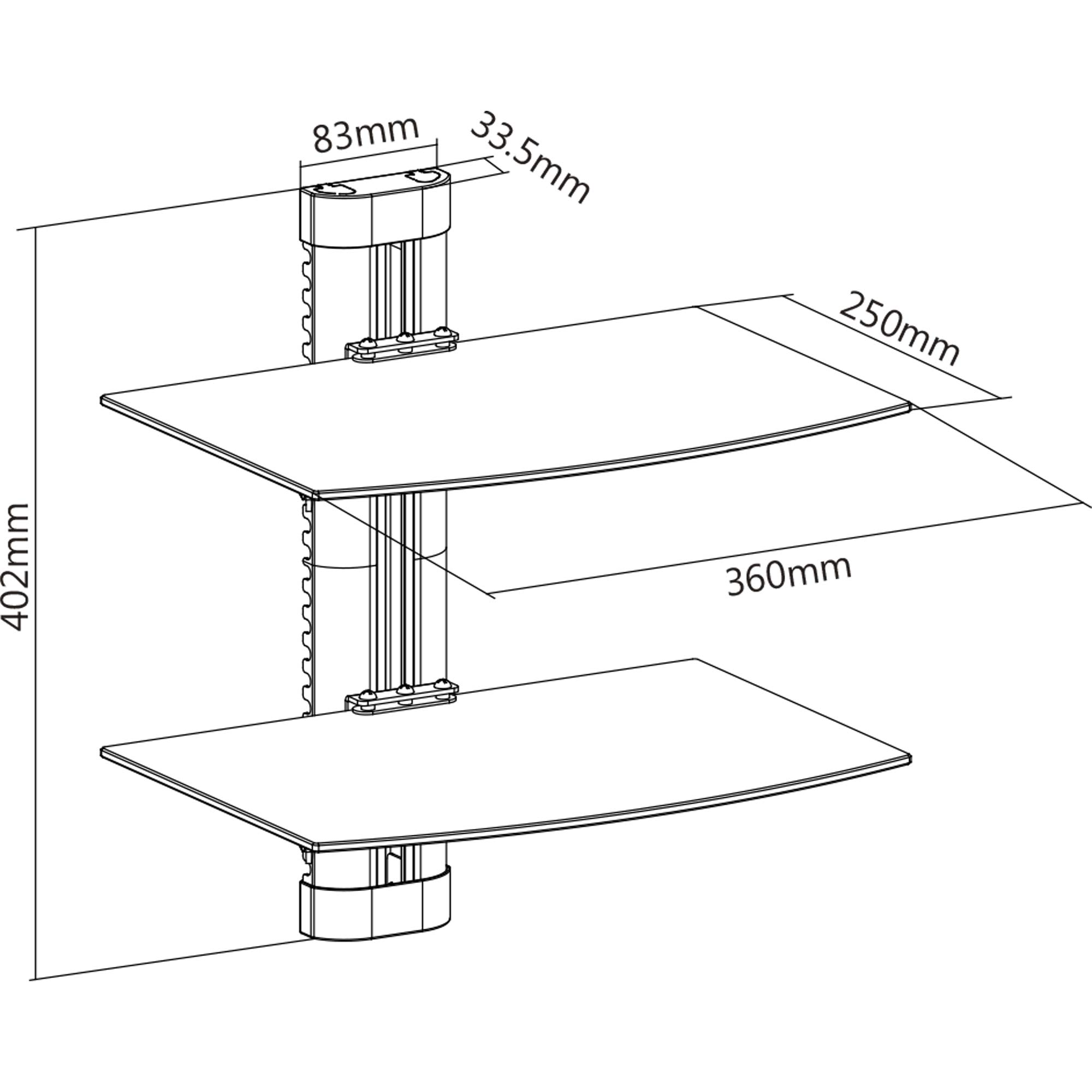 Image secondaire de Support Mural Noir InLine pour DVD et Blu-Ray - Capacité 8 kg
