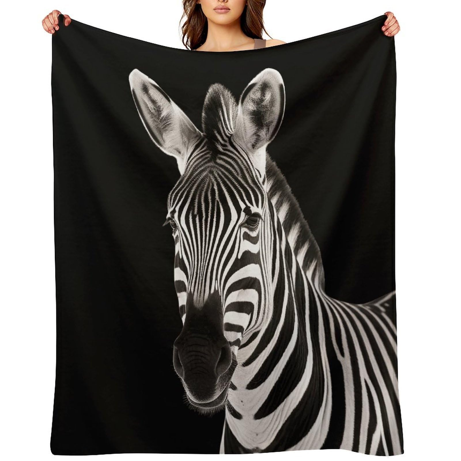 Flannel Zebra Throw Blanket for Couch Super Soft Fuzzy Cozy Flannel Blankets No Shed No Pilling FAnti-Static Winter Bed Blanket Decorative and Giftable Blankets
