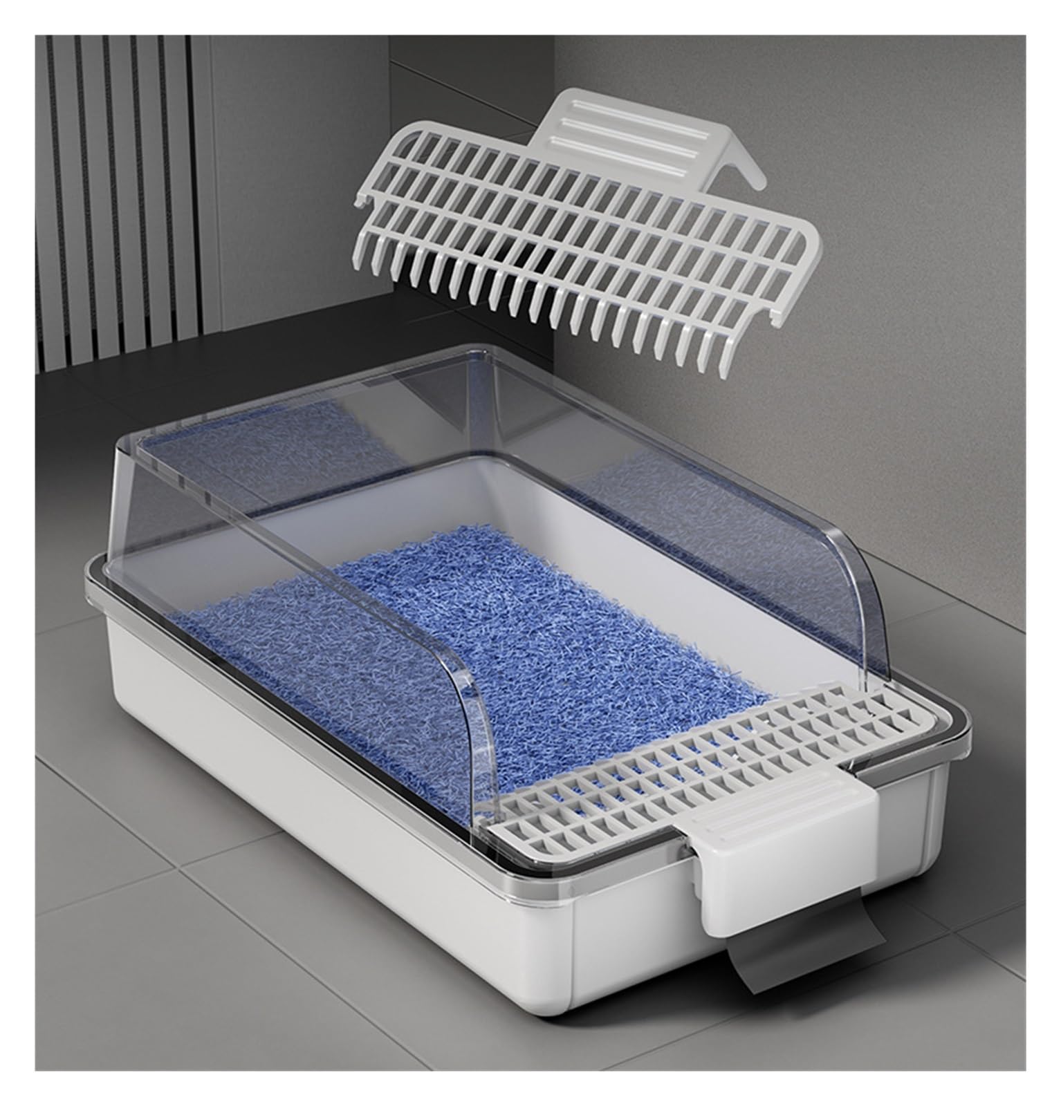 arenero Gatos Caja de Arena for Gatos semicerrada y autolimpiante, Bandeja de Arena Abierta de Lado Alto, Inodoro for Mascotas, fácil de Limpiar for Animales Grande(Noir)