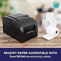 Vista 3 de 1-Ply White Bond Paper para impresora de cocina Toast de Paper Planet 20 rollos Compatible con TKP300 SNBC BTP-M300