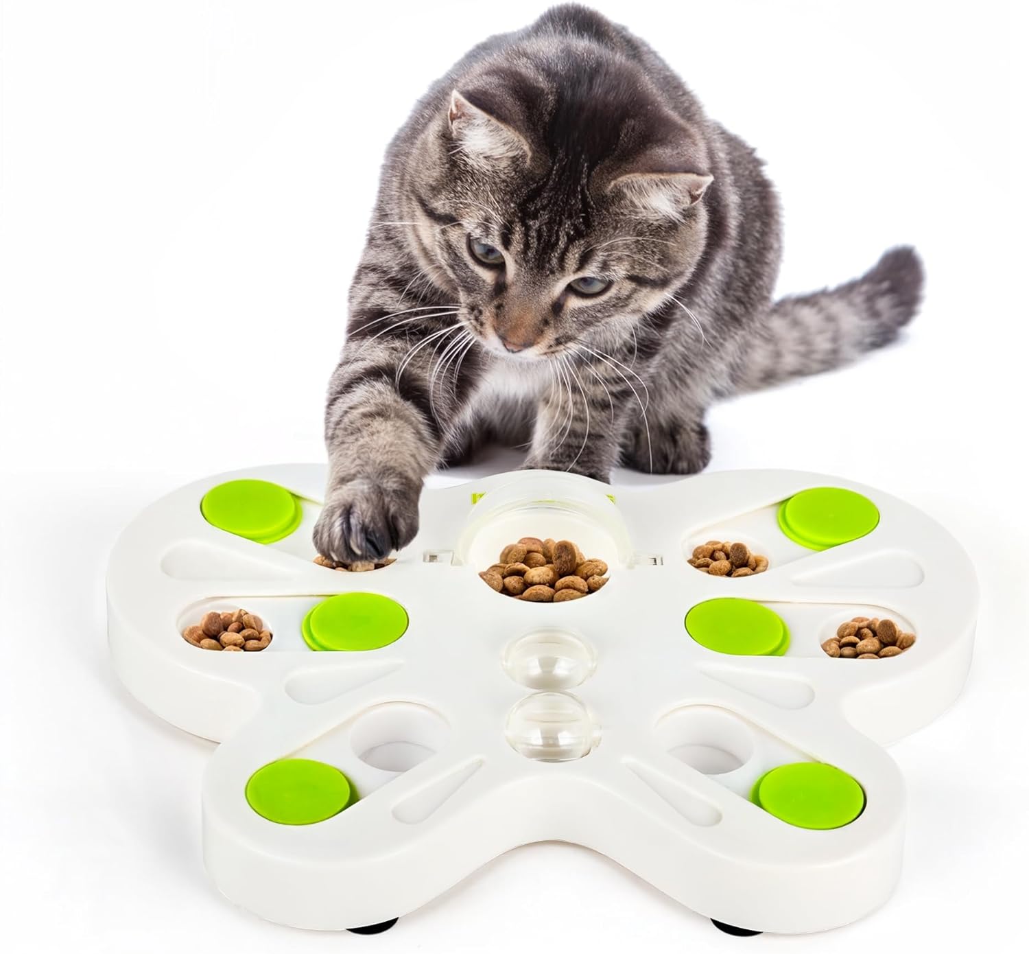 ALL FOR PAWS Interactive Cat Puzzle Feeder – Butterfly Shape Slow Feeder & Treat Dispenser – Enrichment Toy for Kittens & Indoor Cats