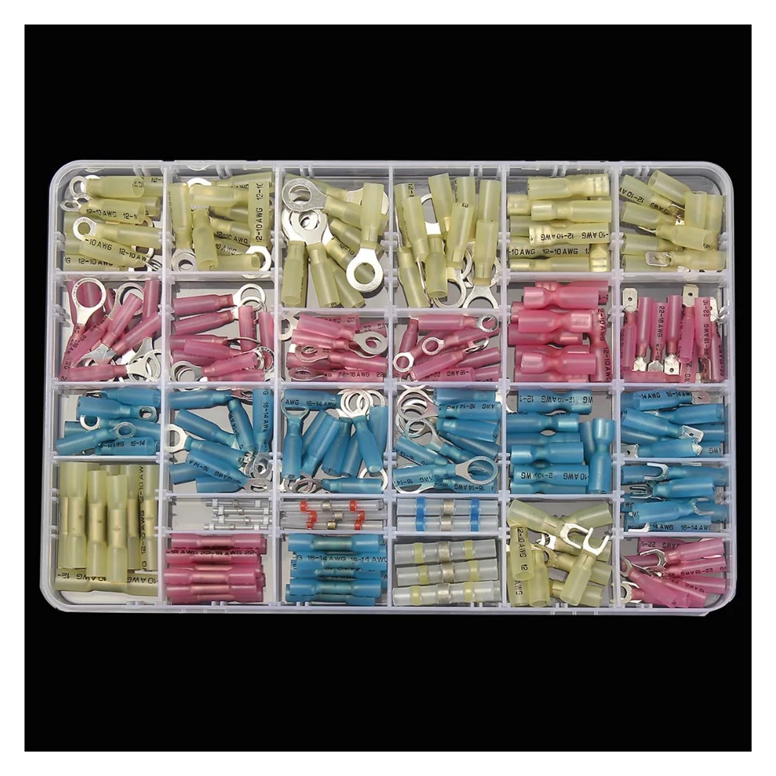 Lot de 260 cosses thermorétractables Assorties, connecteurs de Fils, cosses à, bagues, fourches, cosses à, Manchons for câbles