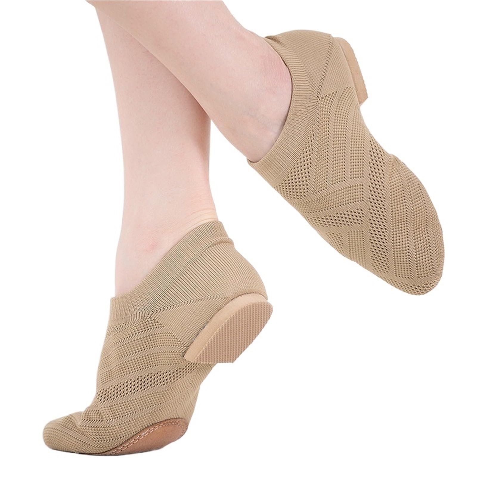 Jazz Tanzschuhe Gestrickte Jazz-Schuhe, Stretch, Tan, Schwarz, Erwachsene, Tanz-Sneaker, leichte Slip-on-Sportstiefel, atmungsaktive, lyrische, Moderne Booties(Black,41)
