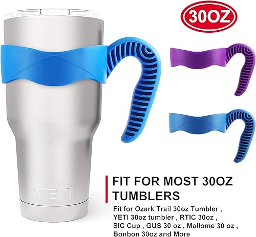 Miniatura 2 de Mango de taza de 30 onzas, soporte antideslizante para tazas de viaje, cómodo mango de repuesto para tazas de acero inoxidable y más vasos (30 onzas