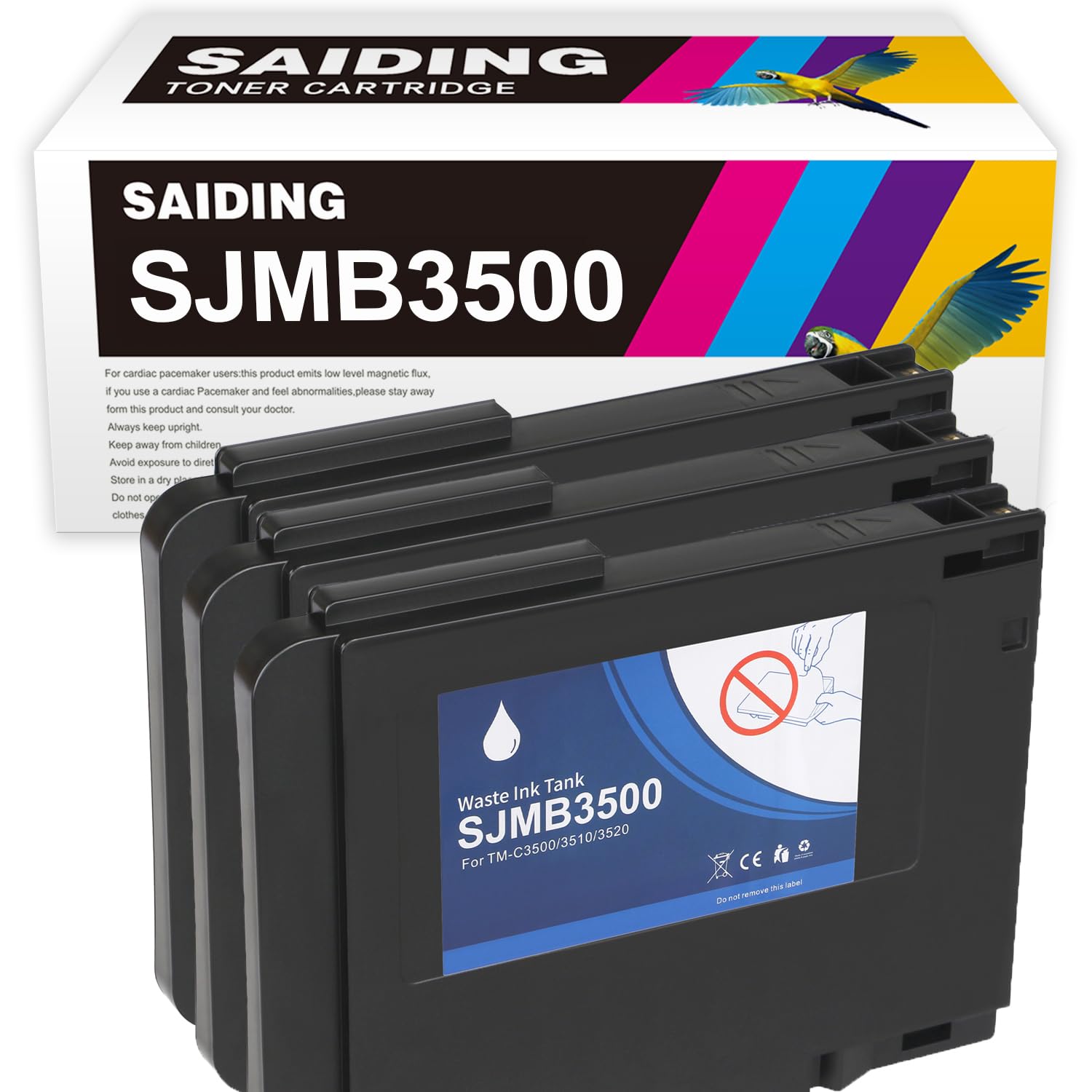 SAIDING SJMB3500 Remanufactured Maintenance Box 3 Black Replacement for Epson TM-C3500 Colorworks C3500 C3520 C3510 Printer (C33S020580)