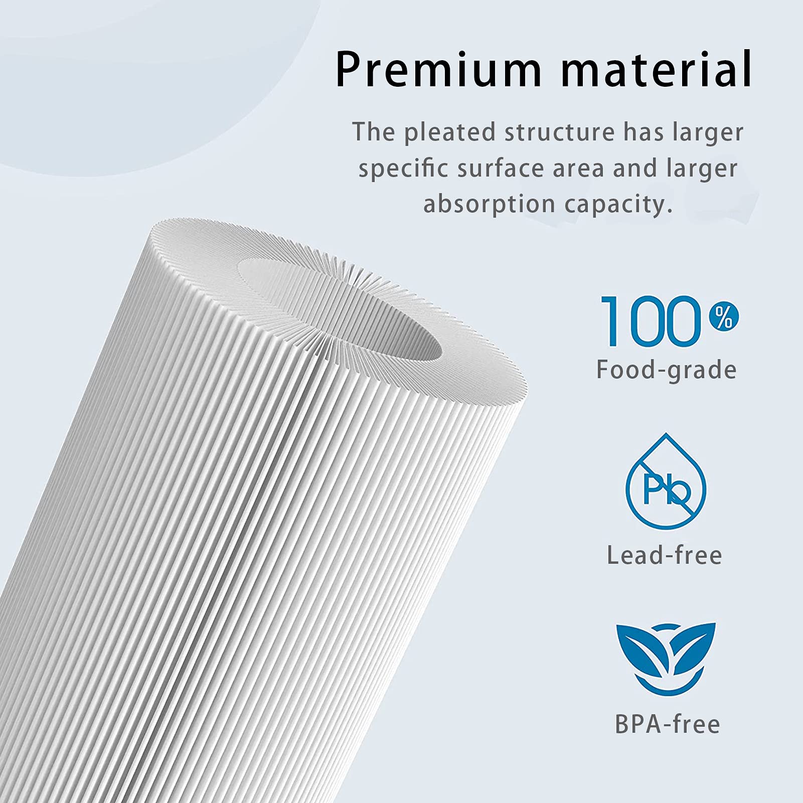 Filtro de agua de sedimentos de poliéster plisado de 20 x 4.5 pulgadas, elemento de filtro de repuesto, paquete de 4 prefiltros universales para toda la casa para una instalación plegable sencilla