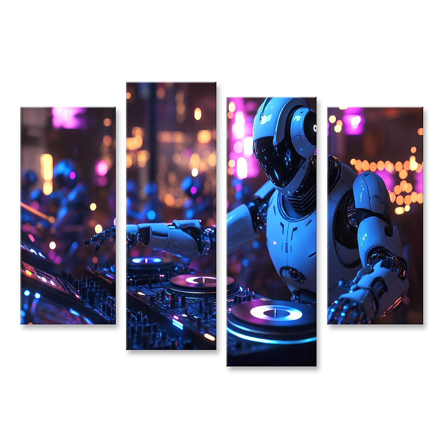 islandburner Quadro su tela robot DJ in una discoteca futuristica per soggiorno amanti della musica negozio immagini murali poster
