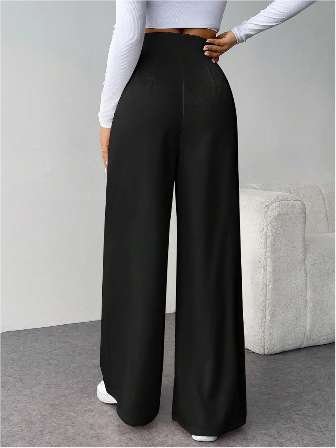 GORGLITTER Women's Wide Leg Dress Pants High Waisted Business Casual Trousers Dressy Work Office Pants - Image 2