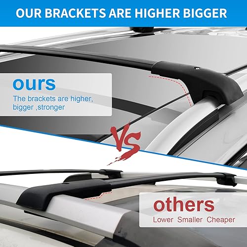 Vista 16 de FengYu Barras transversales de techo de 220 libras compatibles con Jeep Patriot 2007-2017 con riel lateral elevado, barras transversales