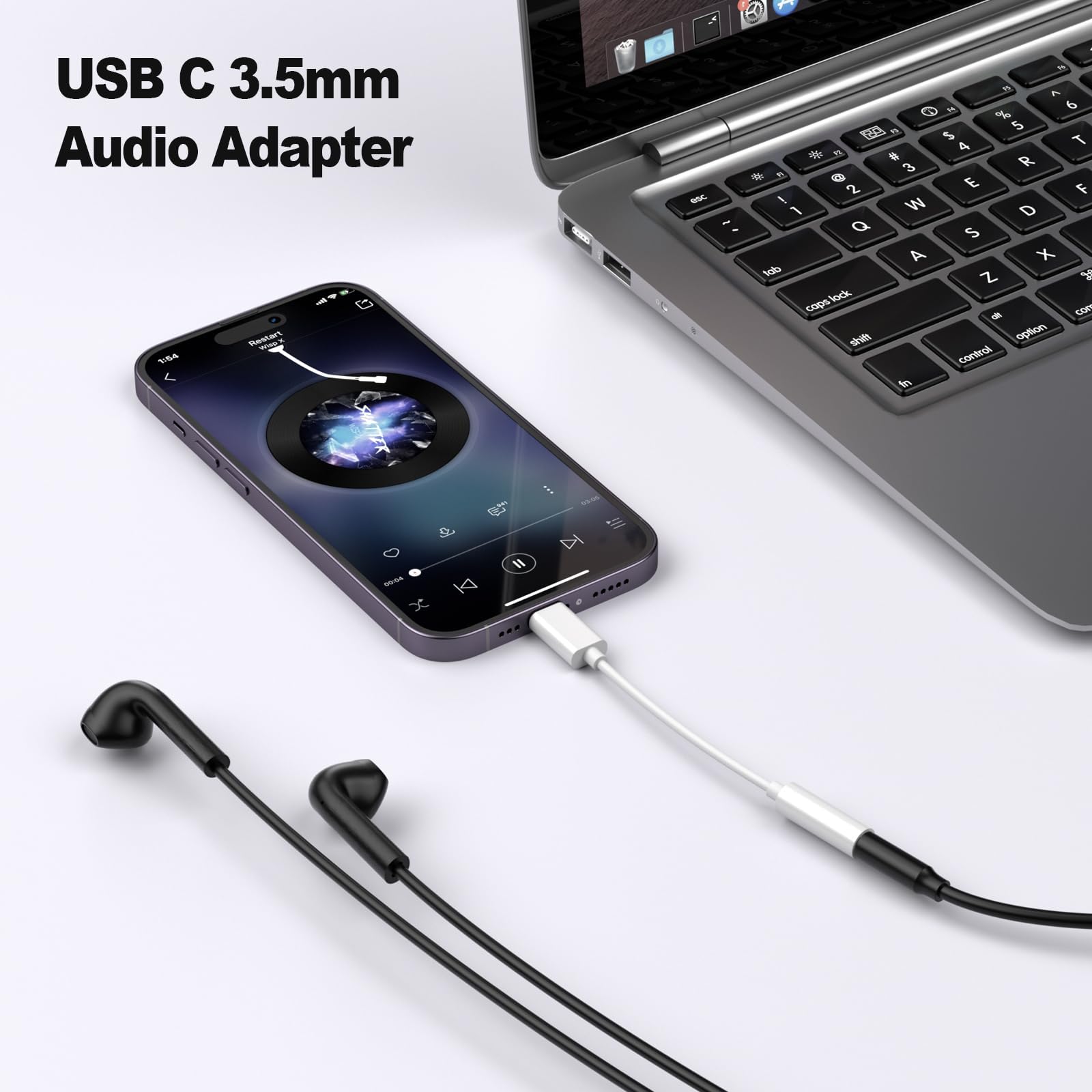 USB C to 3.5mm Audio Adapter with DAC Chip, Type C Headphone Jack Converter for Samsung S21/S22/S23, iPhone 15, Google Pixel 6/7, Huawei Mate 50 - Supports Mic & Volume Control, Hi-Fi Sound (16-320?)