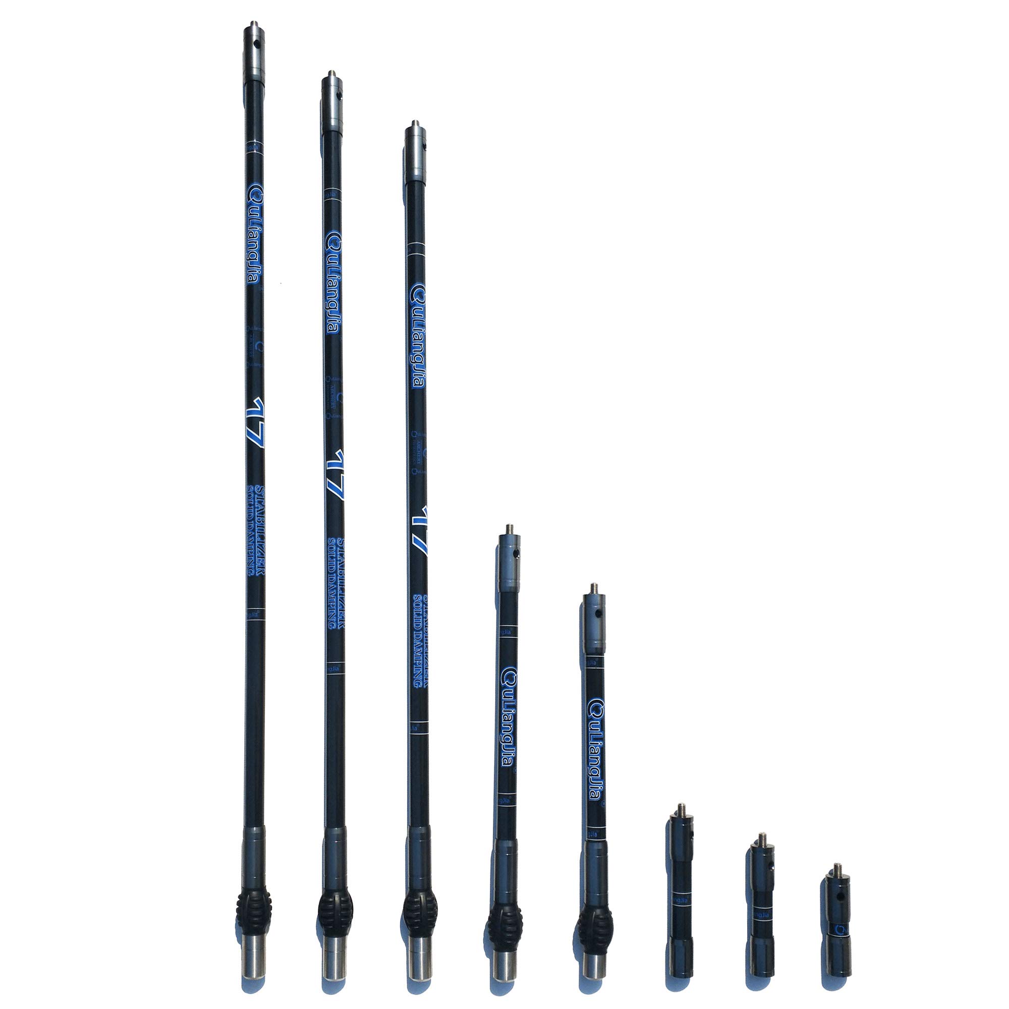 SHARROW Archery Carbon Bow Stabilizer Combo 30" 28" 26" Main-Bar Balance Bar Side Rod 12" 10" Extender Pole 5" 4" 3" Damping Rods Shock Absorber (Blue, 12")