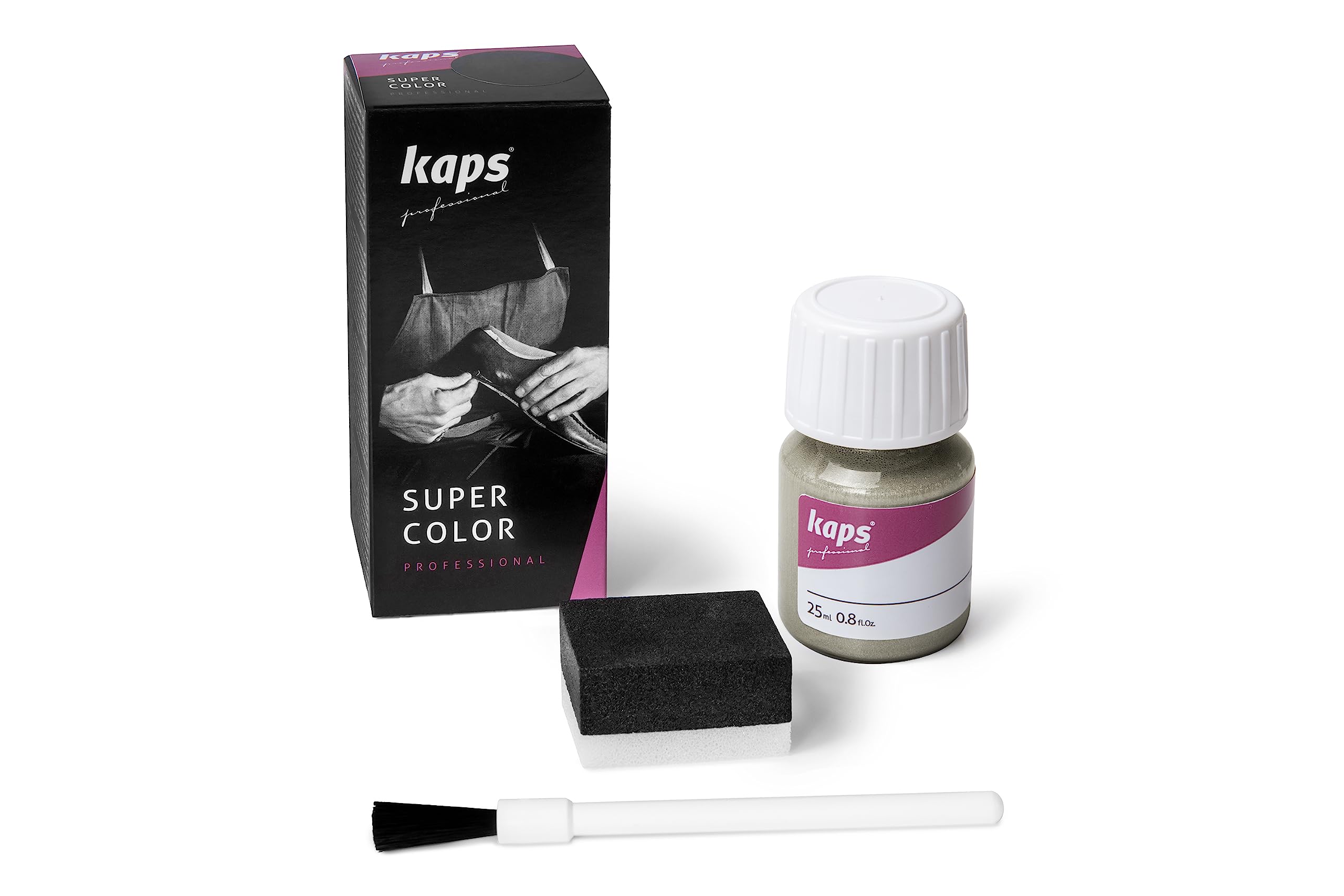 Tinte para Zapatos y Bolsos de Cuero y Textil con Esponja y Brocha, Kaps Super Color, 70 Colores (117 - azul marino) — view 75
