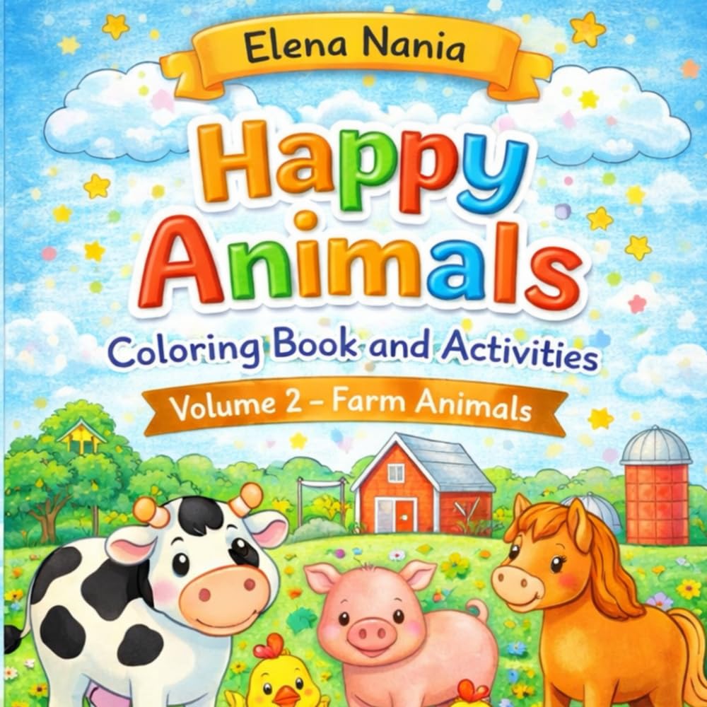 Happy Animals Coloring Book Vol. 2: Happy Animals Coloring Book Vol. 2: Cute and Fun Animal Coloring Pages for Kids Ages 3-8/ Easy and Adorable Animals to Color