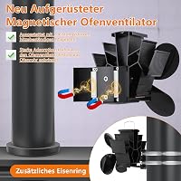 Ventilator magnetic pentru șemineu Hanaoyo, fără curent electric, silențios, pentru recircularea aerului la sobe pe lemne, cuptoare și burlane 3