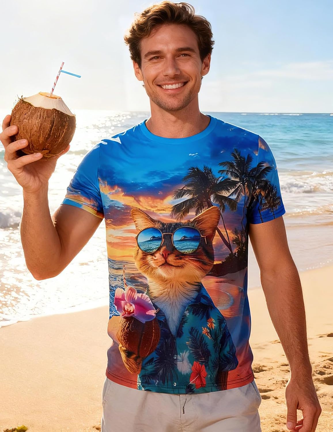 RAISEVERN Mens T-Shirts Cool Novelty Graphic Crewneck Short Sleeve Funny Casual Tees Top - Image 3