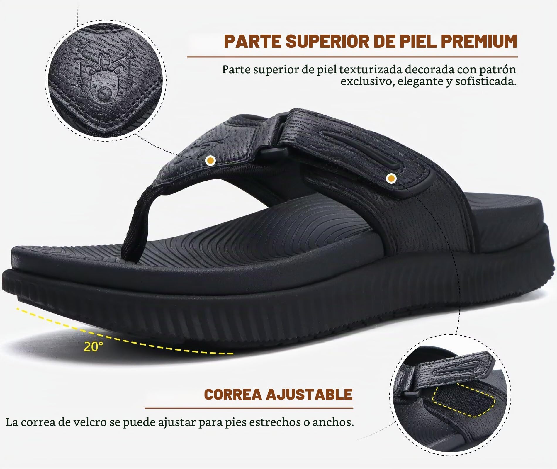 KuaiLu Chanclas Hombre Recuperación Sandalias para Caminar Ajustable Ortótica Cojín Deportivo Grueso Sport Sliders para Hombres, Resistente al Agua & Ligero, Suave confort & Soporte del Arco