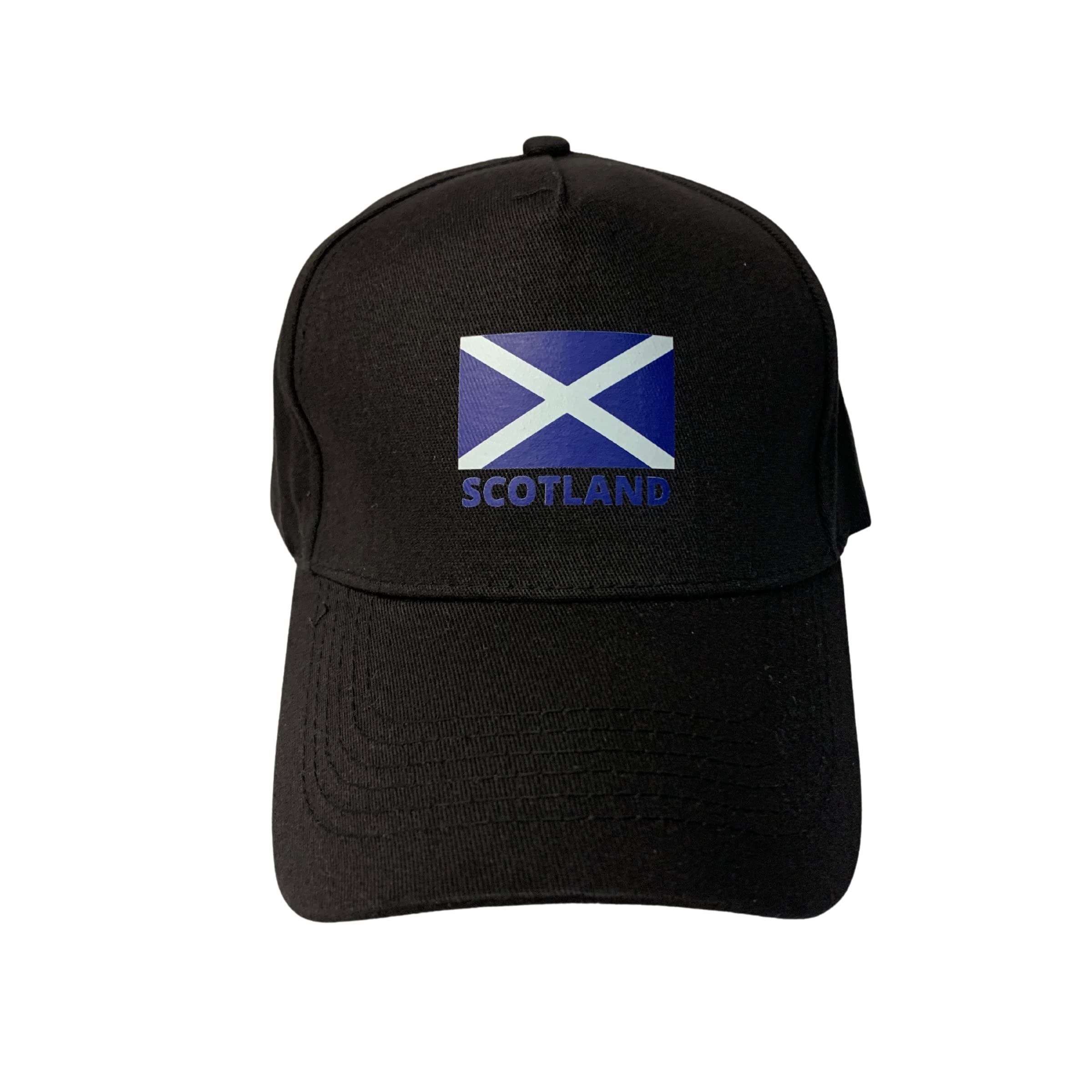 Fidra Fashion Accessories Unisex Black Fidra Adult Scotland Baseball Cap With Saltire Logo, Buckle Adjustable. Fast Uk Post 48-72 Hour Delivery. (Black)