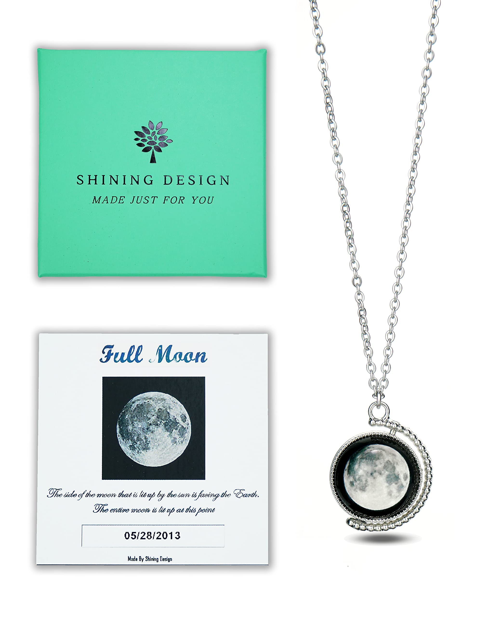 Buy 3D Custom Birth Moon Phase Necklace 