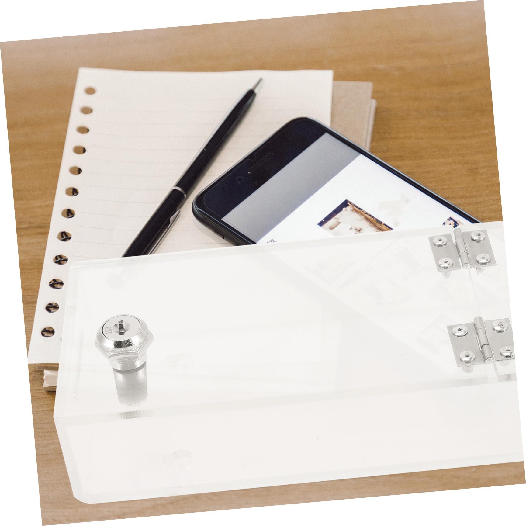 Boîte de Verrouillage Pratique pour Téléphone Portable en Acrylique Transparent, Légère et Facile à Transporter, pour Bureau ou École Style Aléatoire